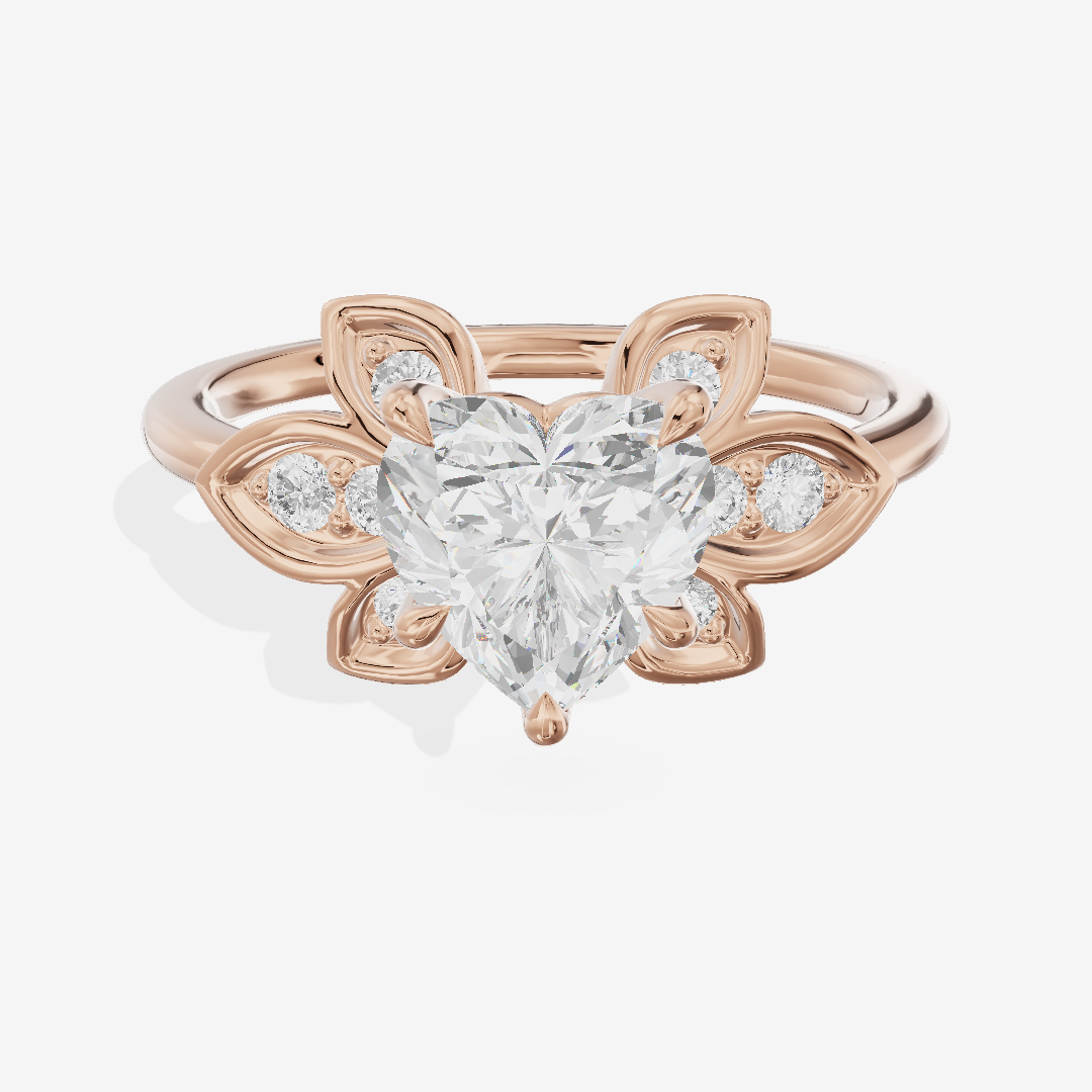 Luxe Tender Heart Engagement Ring with Side Stones (1/8 ct. tw.) in 14K Rose Gold
