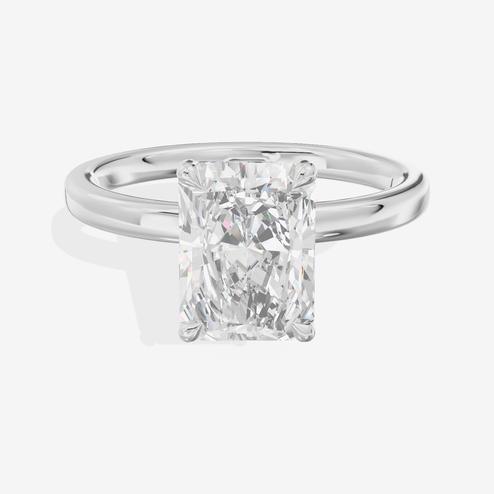 Selenia Basket Split Shank Radiant Engagement Ring with Side Stones (1/8 ct. tw.) in Platinum
