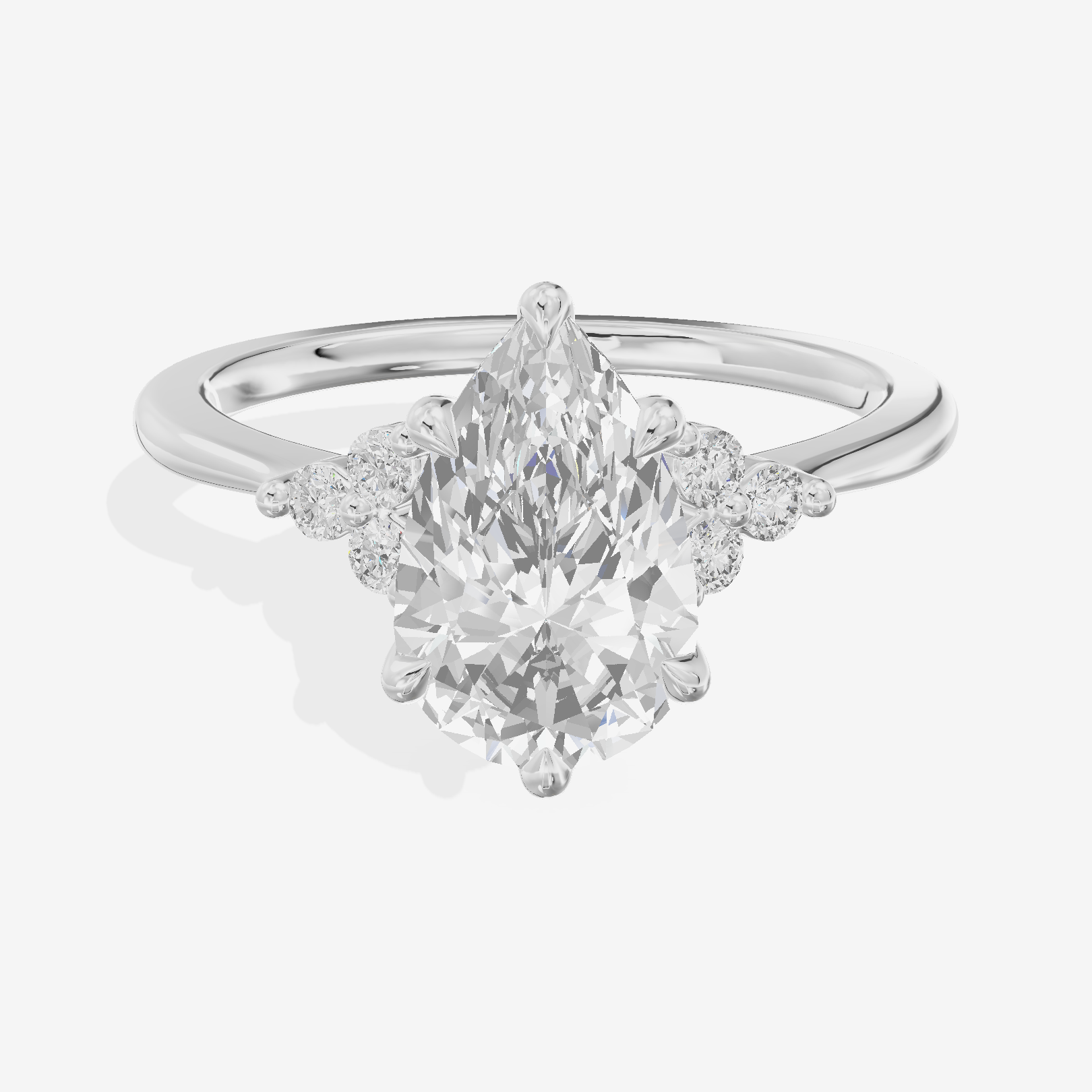 Modern Heartline Pear Engagement Ring with Side Stones (1/2 ct. tw.) in 18K White Gold