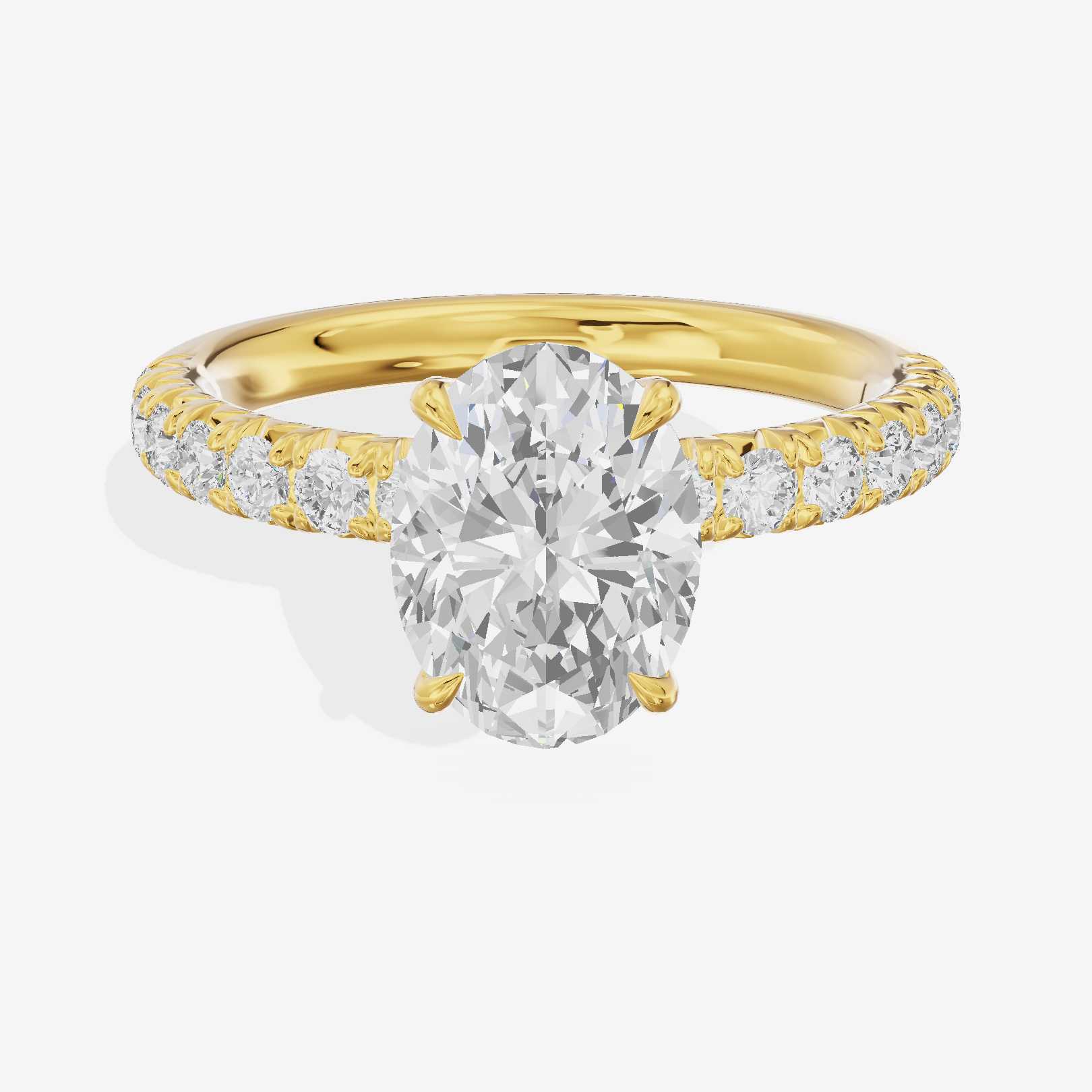 Lustrous Selenia Oval Engagement Ring with Side Stones (1/4 ct. tw.) in 18K Yellow Gold