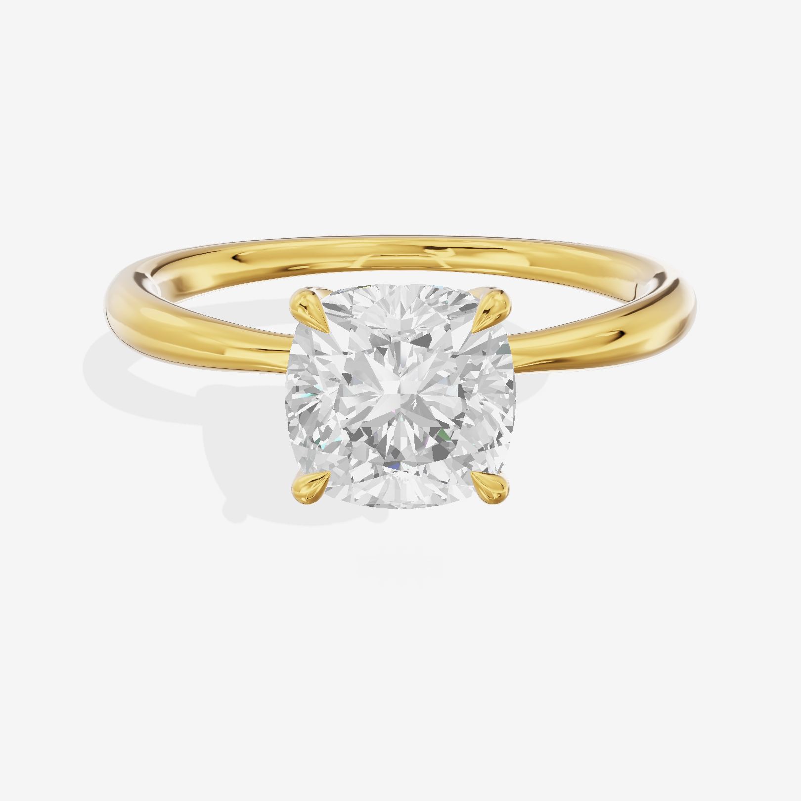 Whispered Aimora Cushion Solitaire Engagement Ring in 14K Yellow Gold