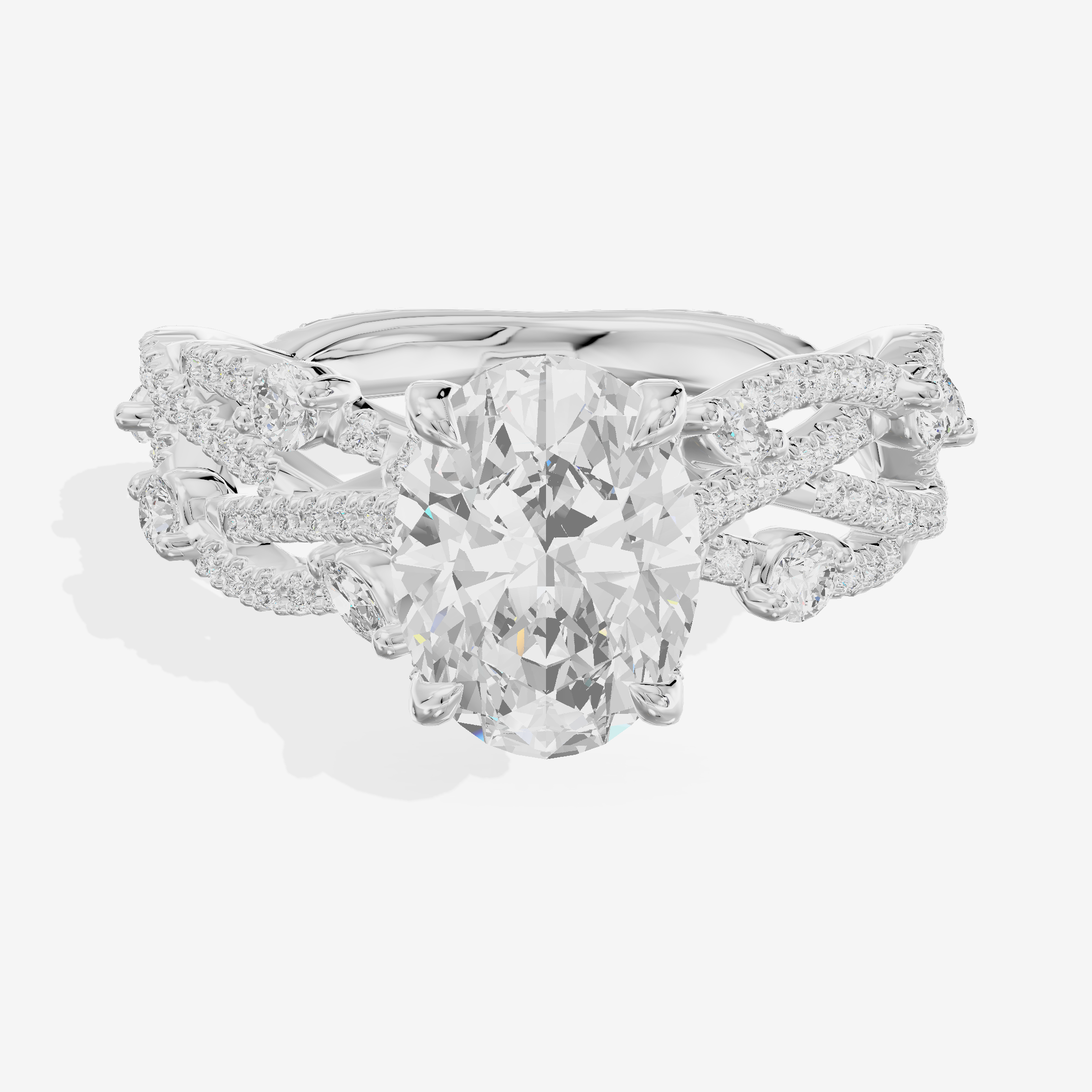 One of One Petite Oval Engagement Ring with Side Stones (1/4 ct. tw.) in 14K White Gold