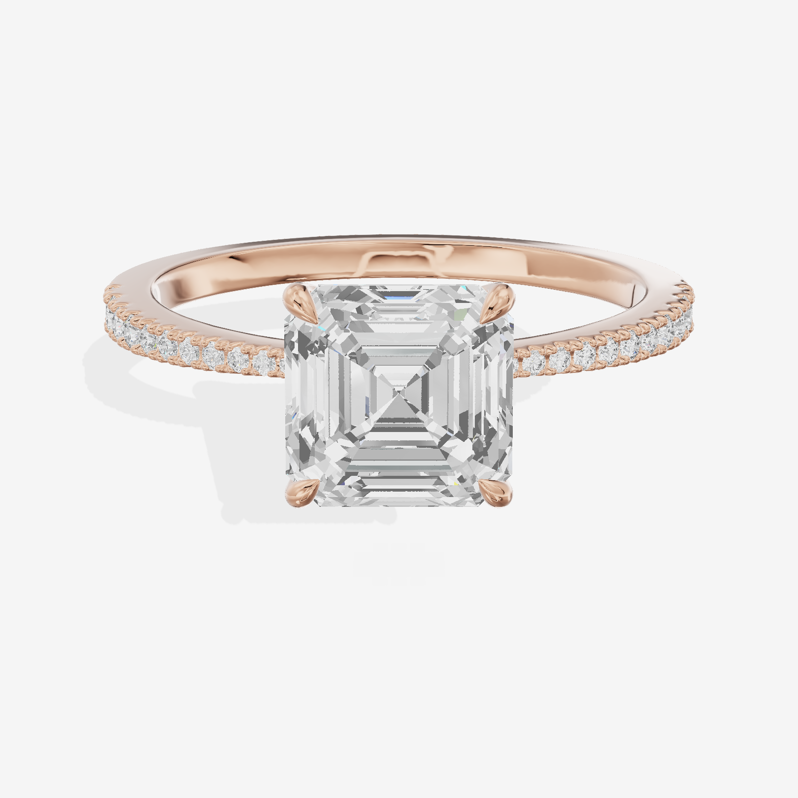 Luxe Promezza Asscher Engagement Ring with Side Stones (1/2 ct. tw.) in 18K Rose Gold