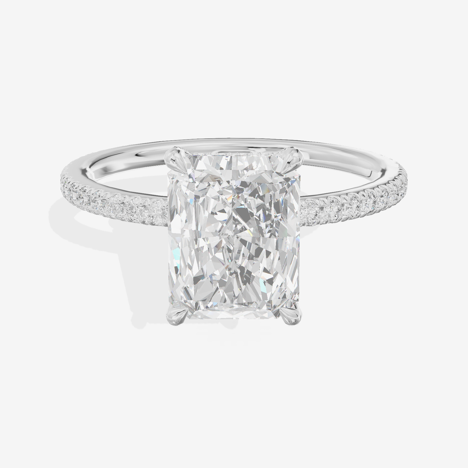 Lustrous Sincere Radiant Engagement Ring with Side Stones (1/3 ct. tw.) in 14K White Gold