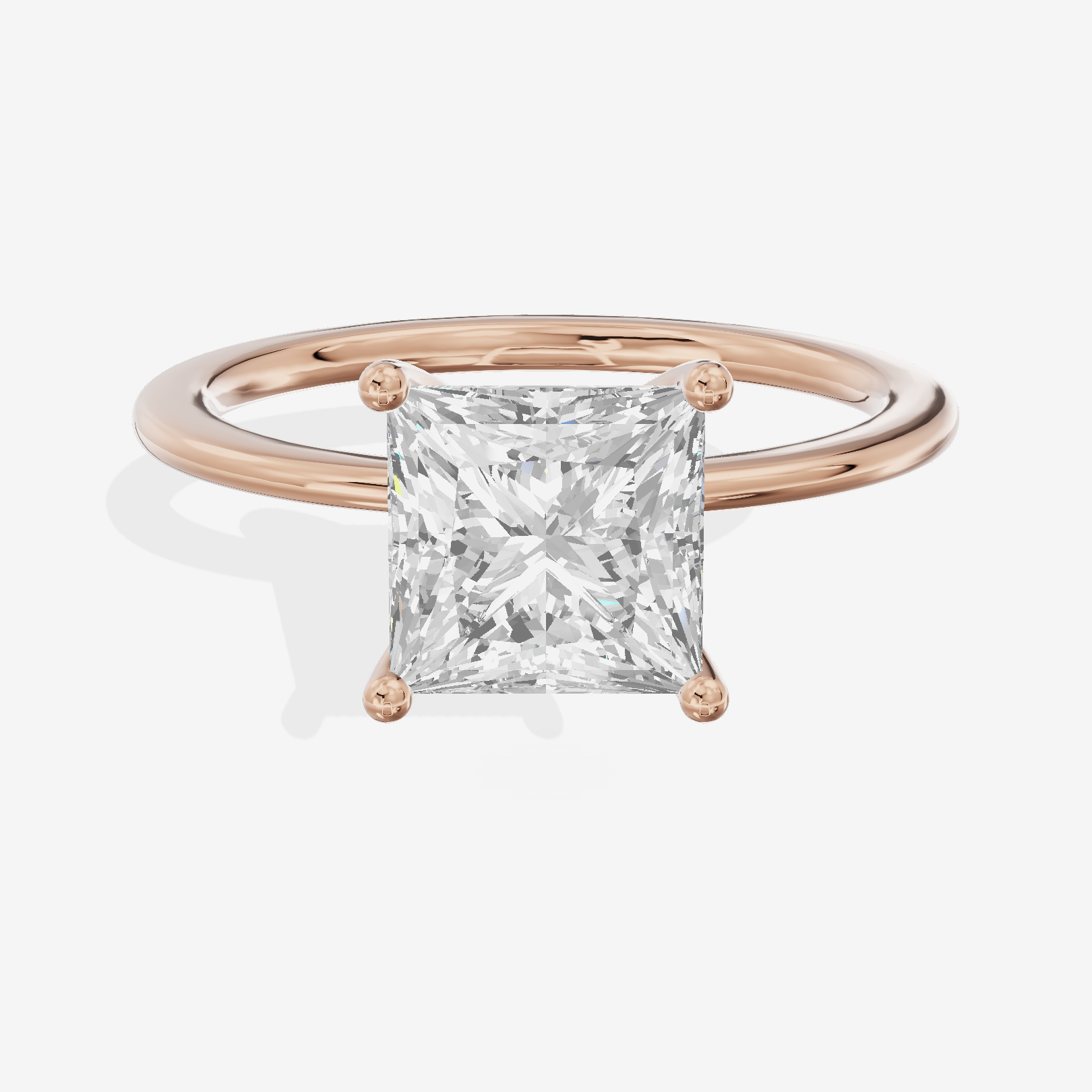 Whispered Promezza 1.4mm Princess Solitaire Engagement Ring in 18K Rose Gold