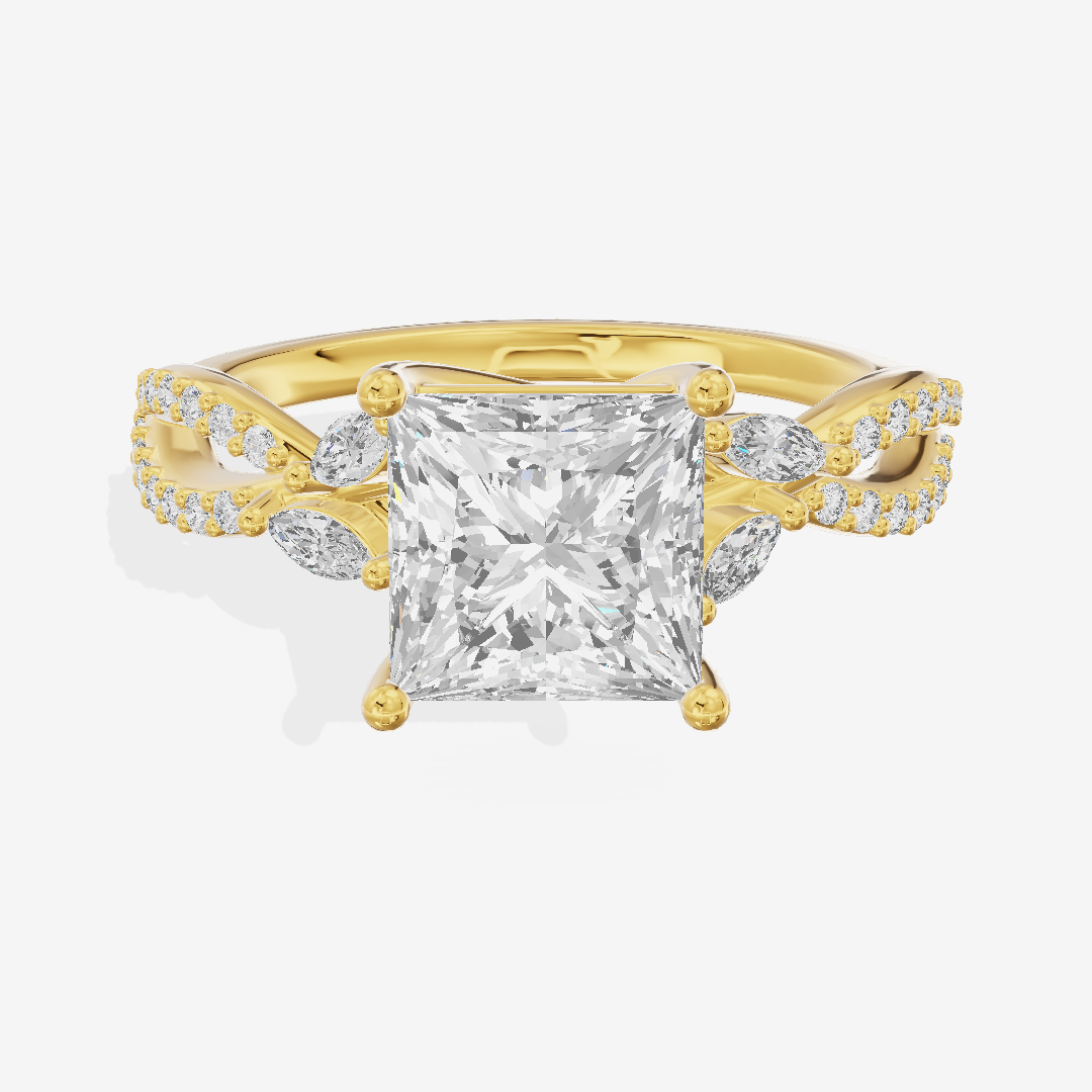 Luxe Domeline 1.5mm Princess Solitaire Engagement Ring (1/8 ct. tw.) in 18K Yellow Gold