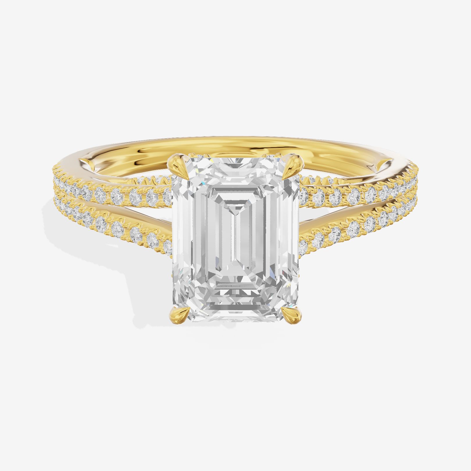 Aimora Cathedral 2mm Emerald Solitaire Engagement Ring (1/3 ct. tw.) in 18K Yellow Gold