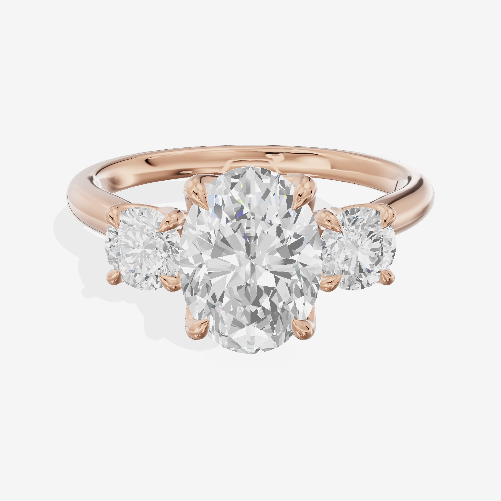 Grand Triade Oval Three Stone Engagement Ring (2/5 ct. tw.) in 18K Rose Gold