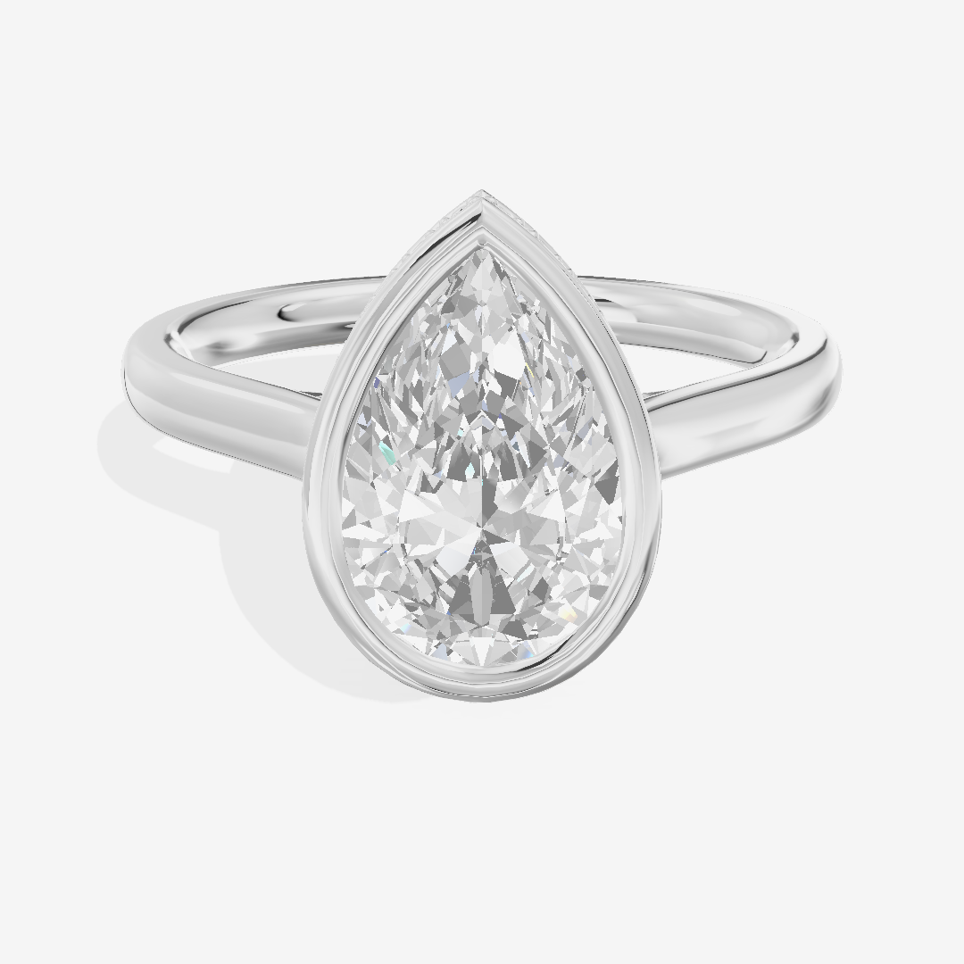Sincere Hidden Halo Pear Engagement Ring (1/6 ct. tw.) in 14K White Gold