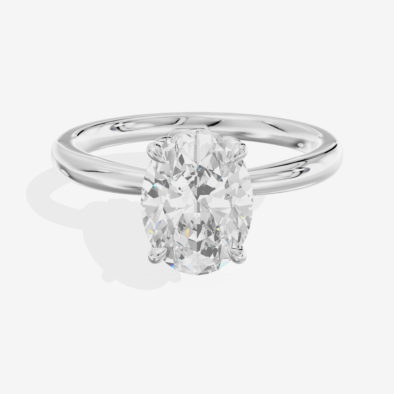 Eversince Solitaire 2mm Oval Engagement Ring in 18K White Gold