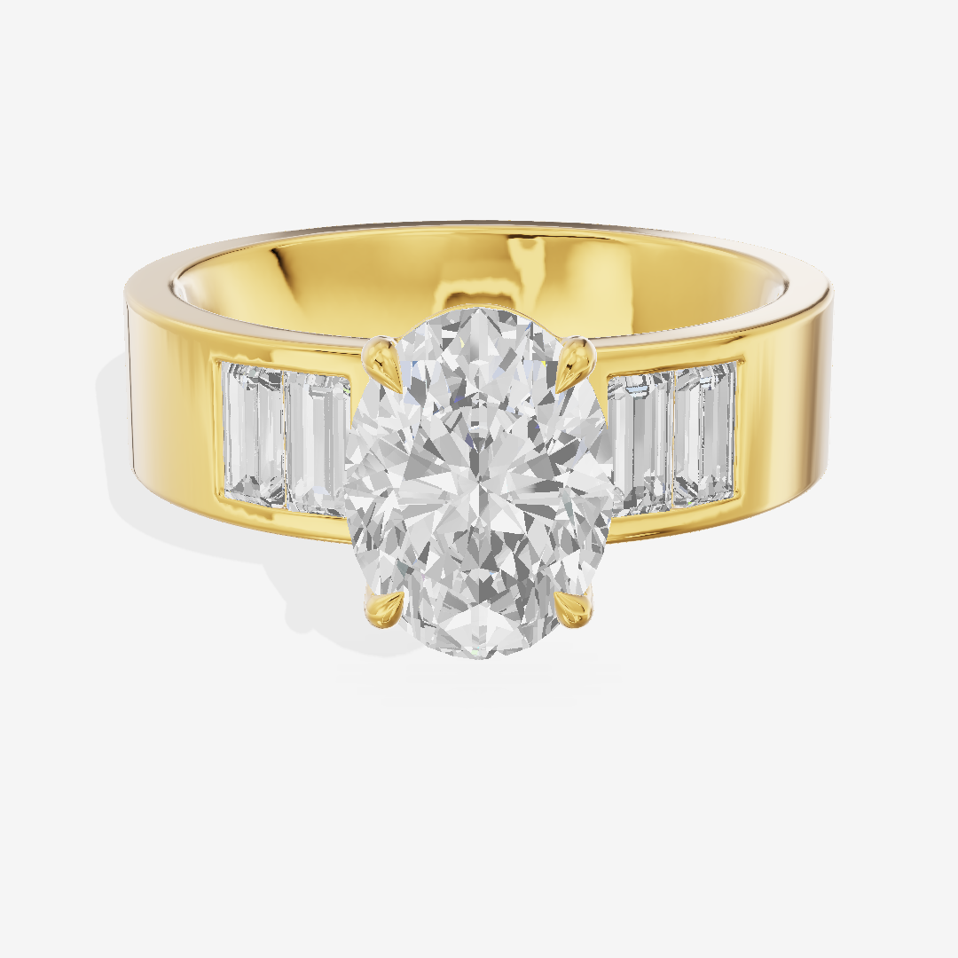 Grand Sincere Oval Engagement Ring with Side Stones (3/5 ct. tw.) in 18K Yellow Gold