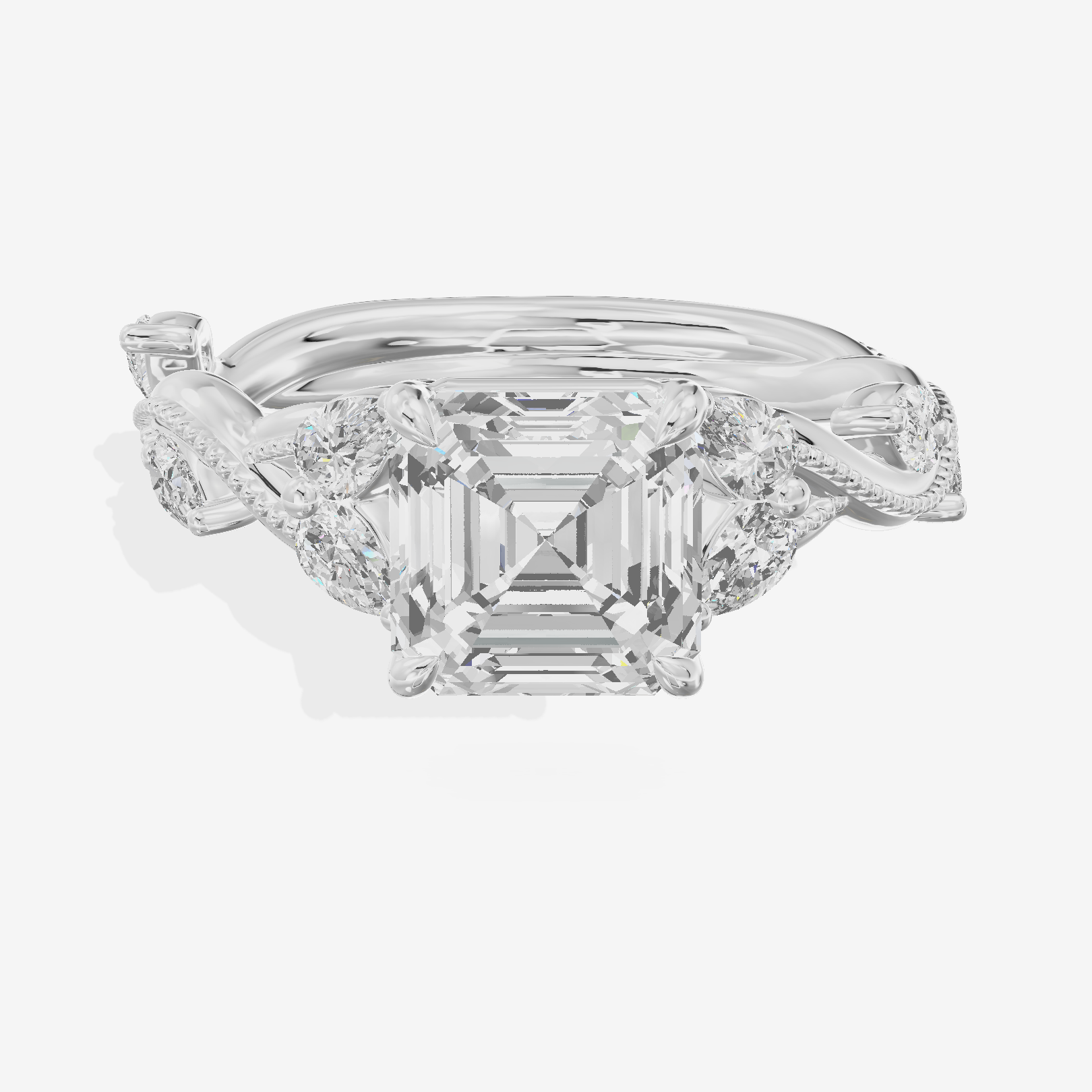 Vintage Twine Asscher Engagement Ring (3/8 ct. tw.) in Platinum