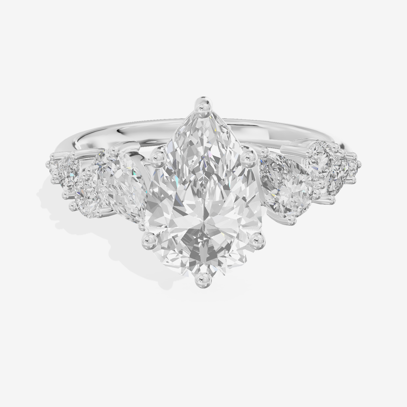 Petite Liviana 2mm Pear Three Stone Engagement Ring (1/2 ct. tw.) in 14K White Gold
