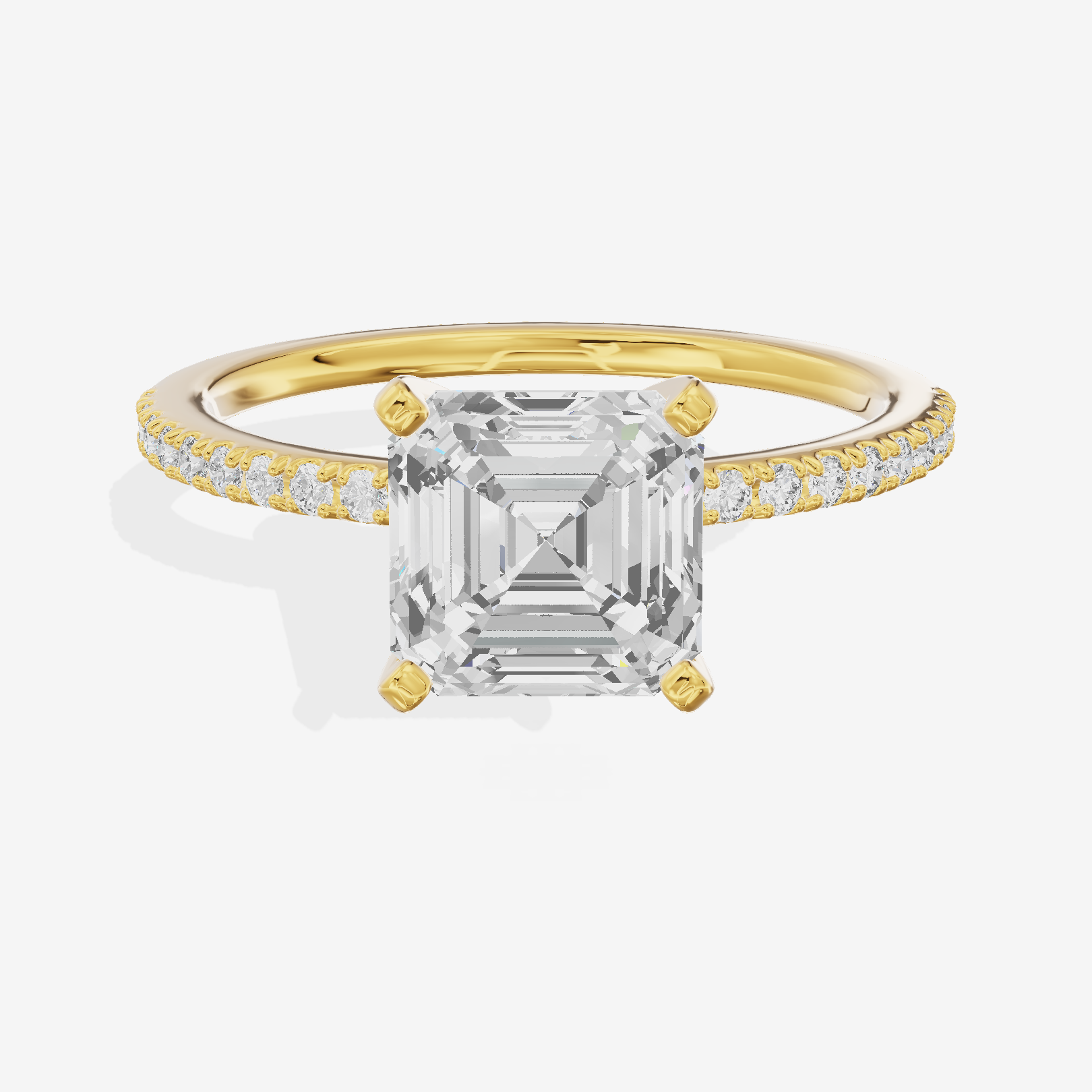 Grand Mayrelle Asscher Engagement Ring with Side Stones (1/8 ct. tw.) in 14K Yellow Gold