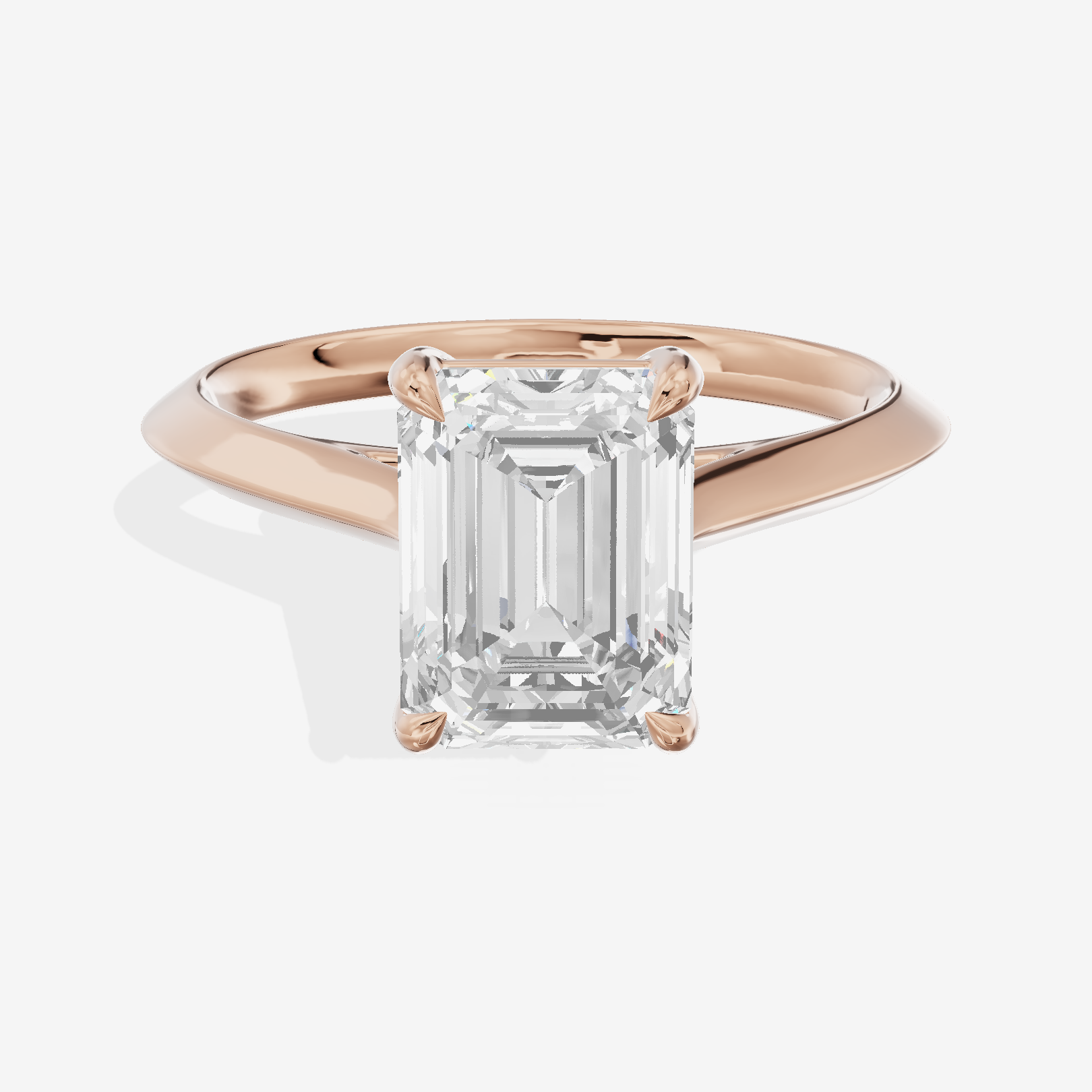 Belovae Solitaire 2mm Emerald Engagement Ring in 14K Rose Gold