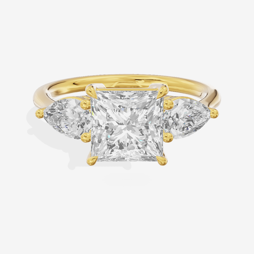 Luxe Adorae Three Stone Princess Engagement Ring (3/4 ct. tw.) in 14K Yellow Gold