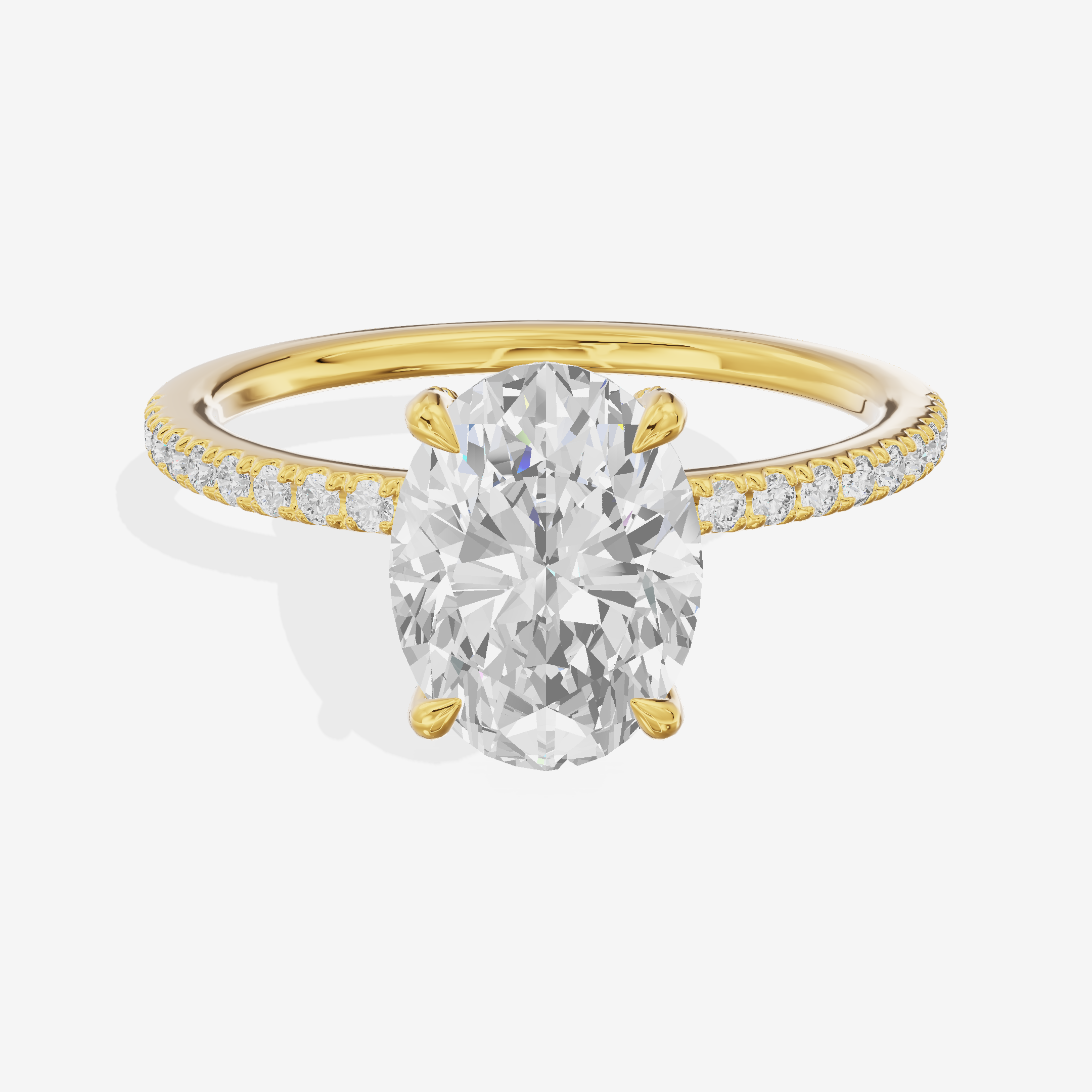 Bowed Sincere Oval Engagement Ring with Side Stones (1/4 ct. tw.) in 18K Yellow Gold