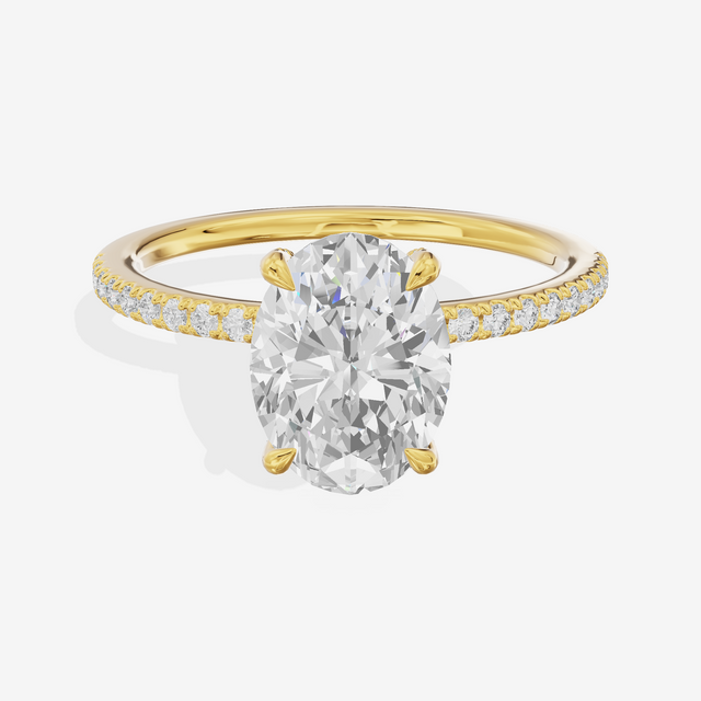 Bowed Sincere Oval Engagement Ring with Side Stones (1/4 ct. tw.) in 18K Yellow Gold