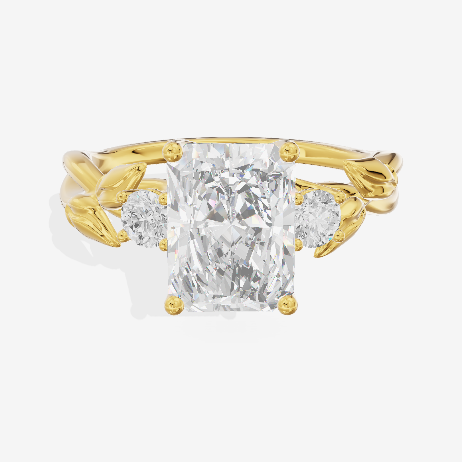 Solea Three Stone Radiant Engagement Ring (1/6 ct. tw.) in 14K Yellow Gold