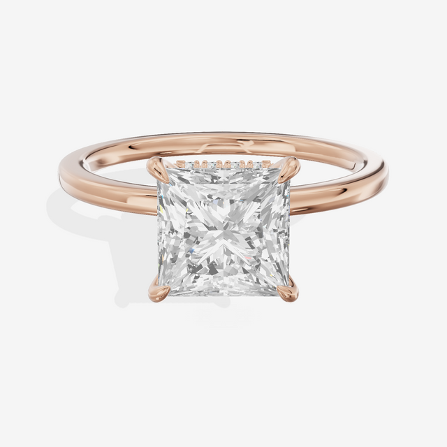 Sincere Halo Princess Engagement Ring (1/15 ct. tw.) in 18K Rose Gold