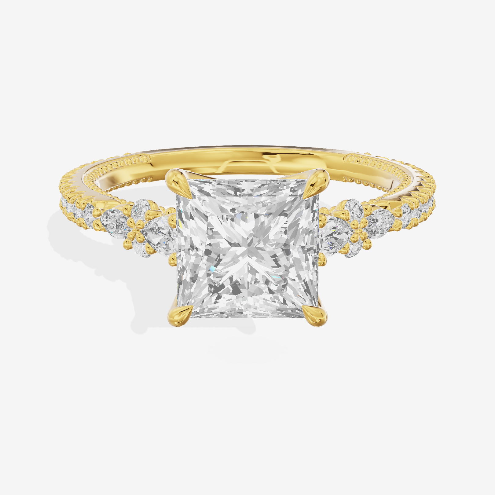 Trueheart Princess Engagement Ring with Side Stones (2/5 ct. tw.) in 18K Yellow Gold