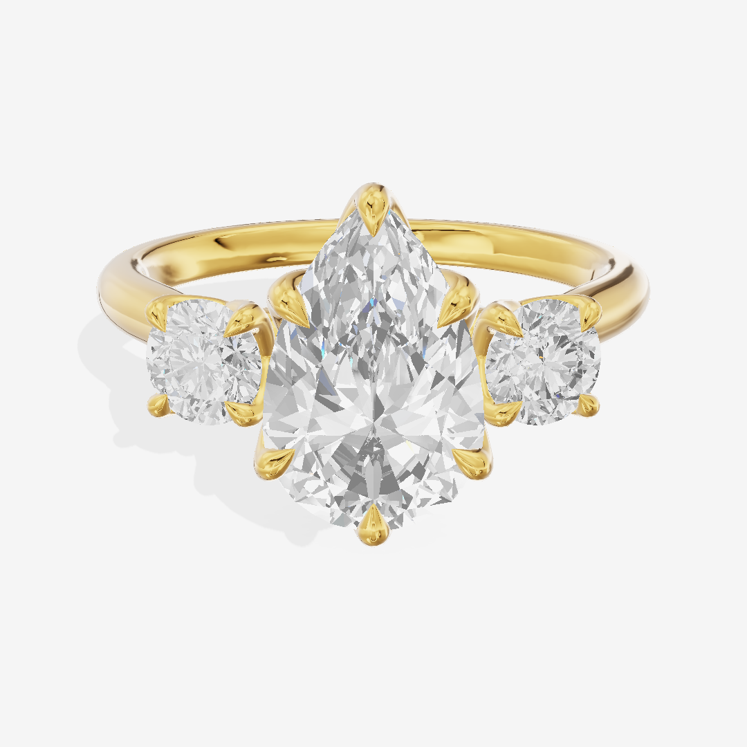 Eternal Sincere Three Stone Pear Engagement Ring (1/2 ct. tw.) in 18K Yellow Gold