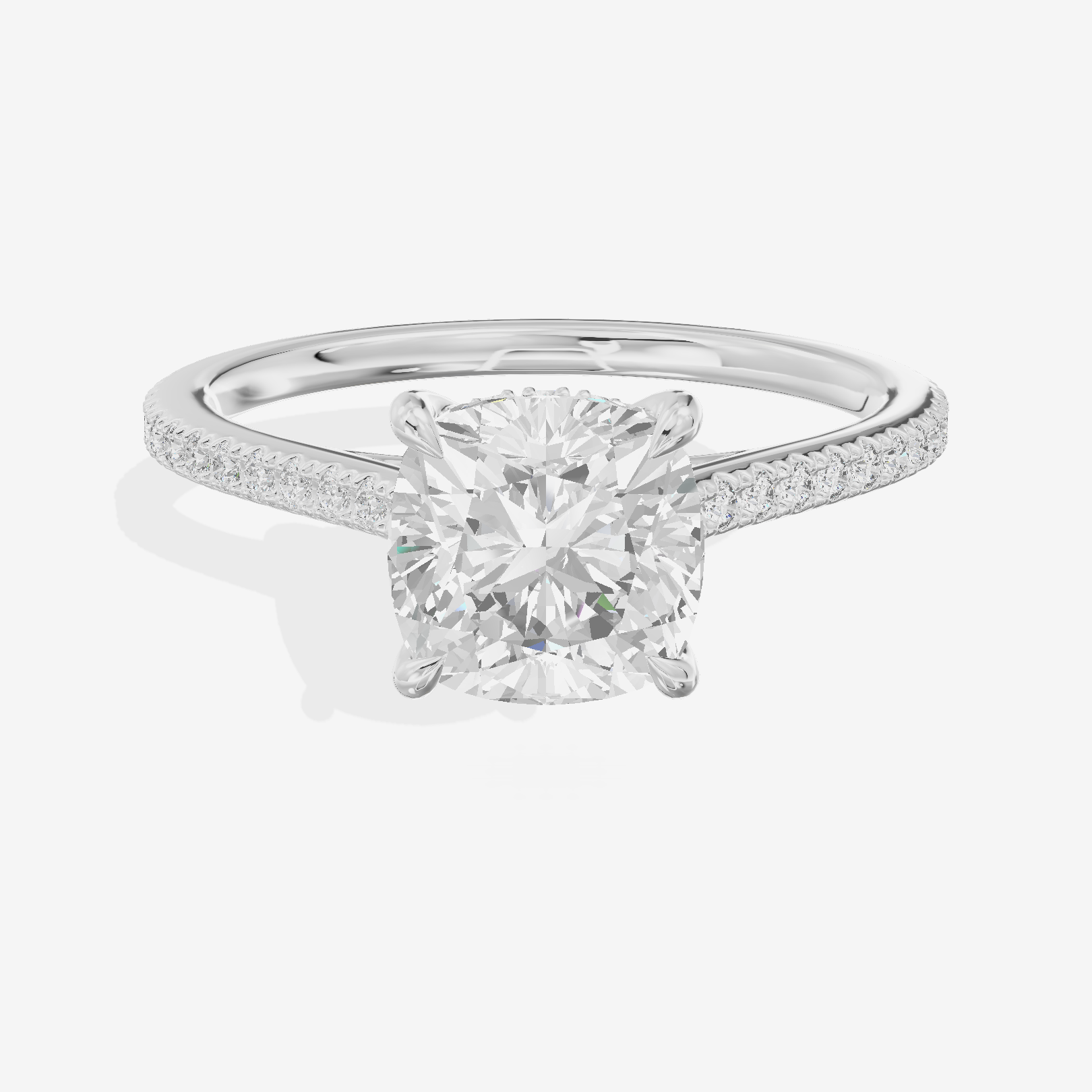 Luxe Aimora Cushion Engagement Ring with Side Stones (1/4 ct. tw.) in Platinum