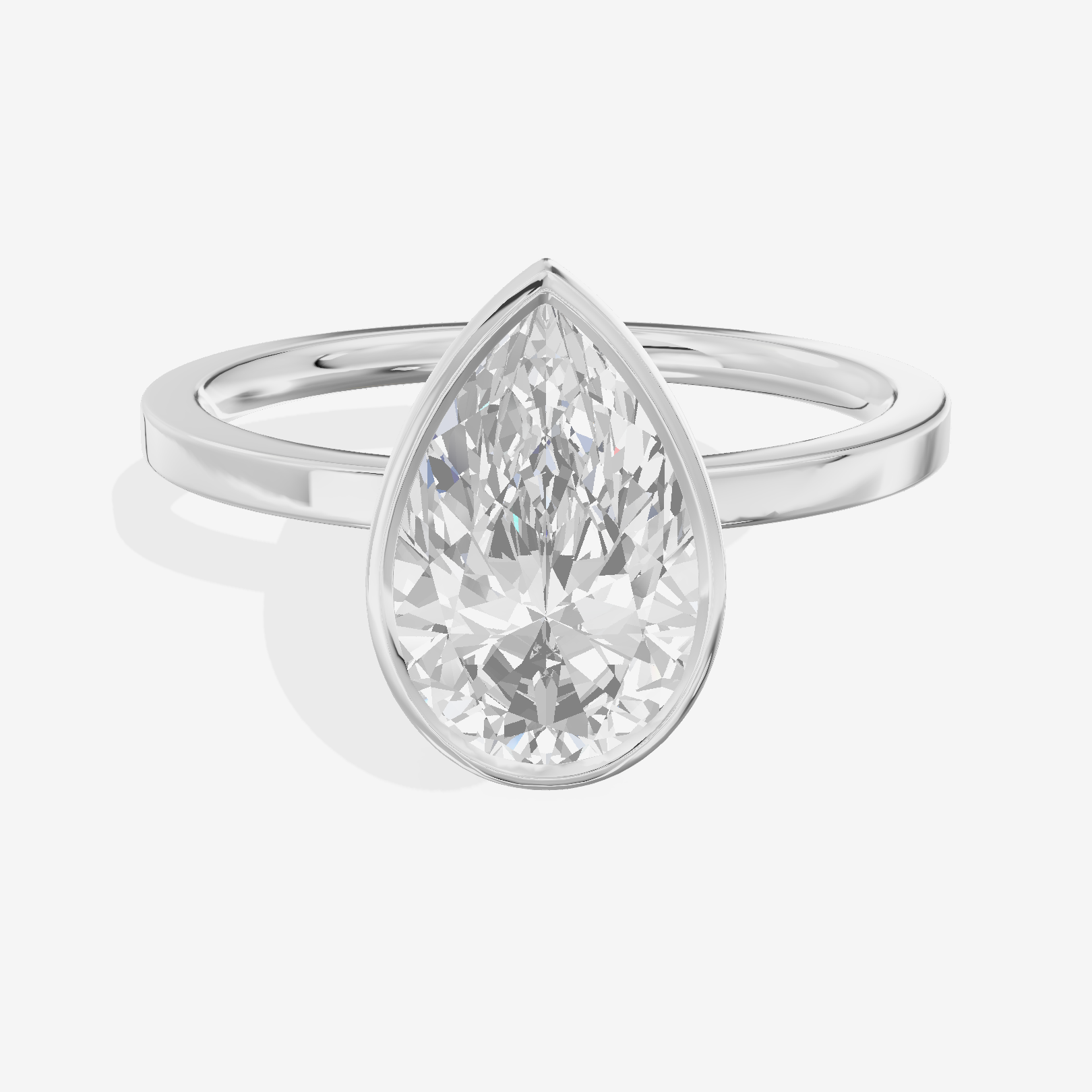 One of One Classic 1.5mm Pear Bezel Engagement Ring in Platinum