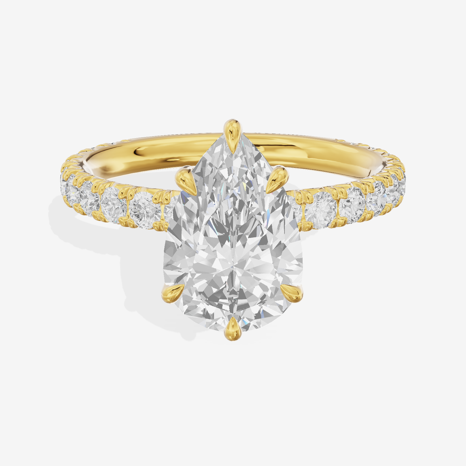 Sincere Pavé Pear Engagement Ring (3/5 ct. tw.) in 14K Yellow Gold