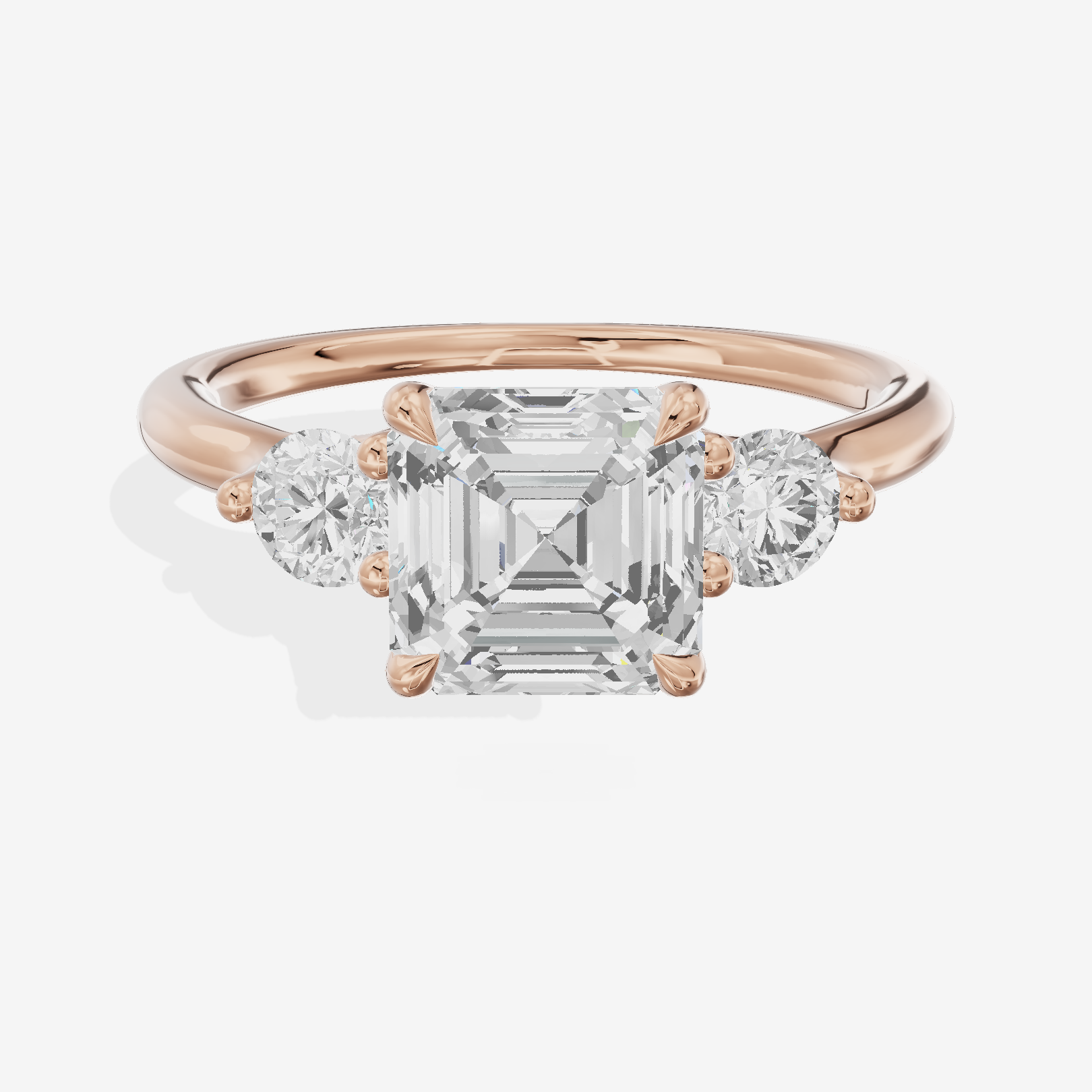 Triade Anniversary Anniversary Asscher Three Stone Engagement Ring (1/2 ct. tw.) in 14K Rose Gold