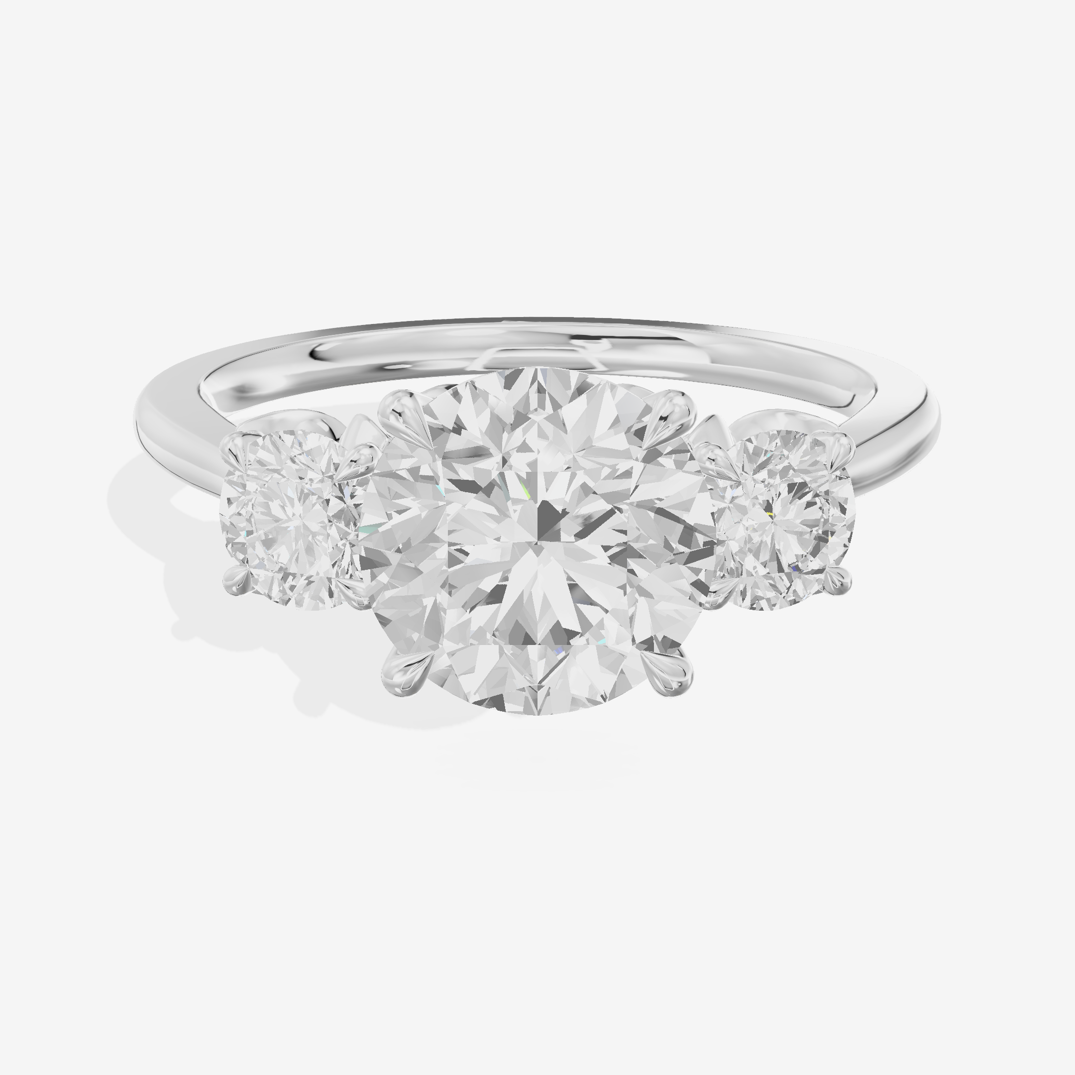 Modern Sincere Three Stone Round Engagement Ring (1/2 ct. tw.) in 14K White Gold