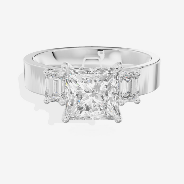 Vintage Vowsae Three Stone Princess Engagement Ring (1/2 ct. tw.) in 18K White Gold