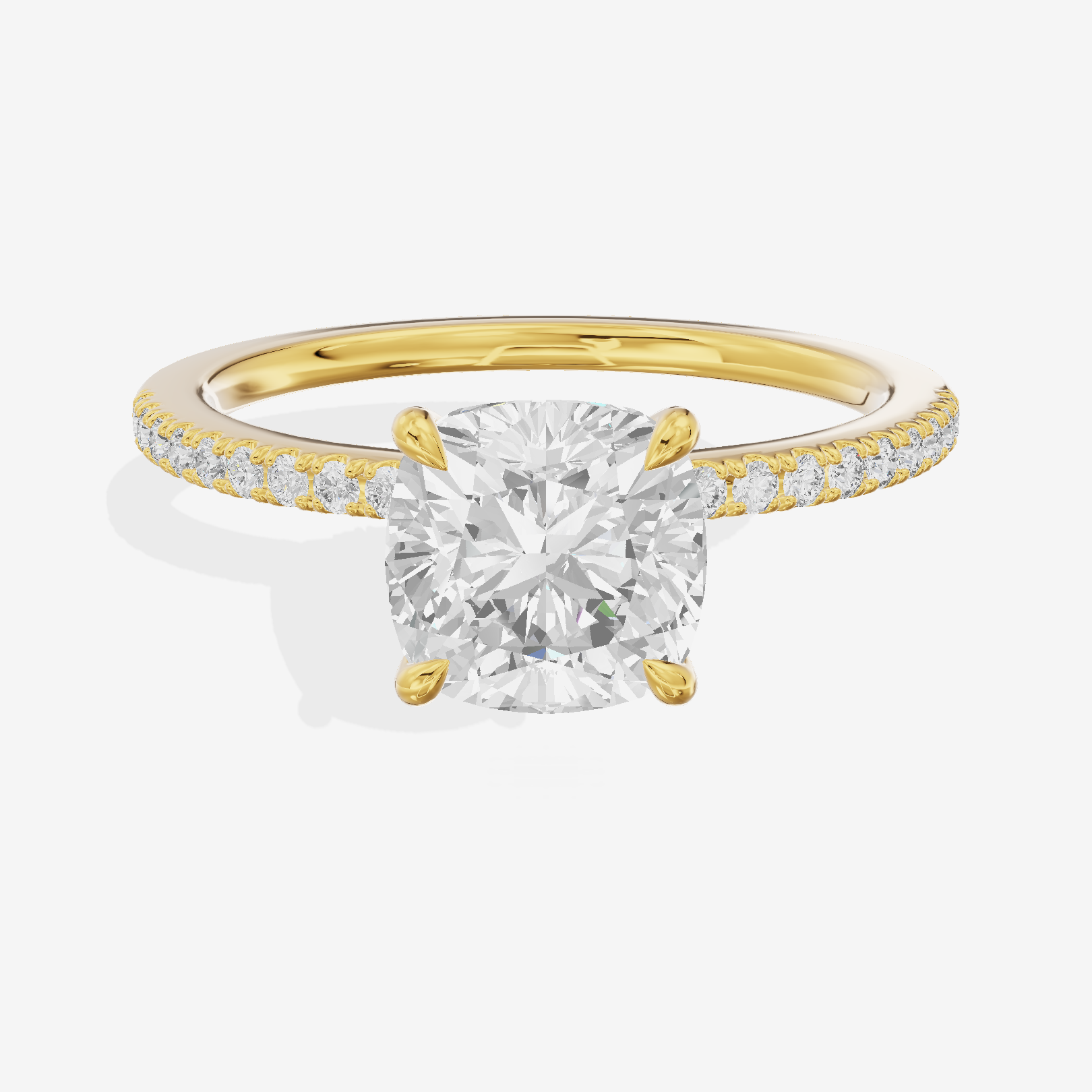 Grand Mirelle Cushion Hidden Halo Engagement Ring (1/5 ct. tw.) in 14K Yellow Gold