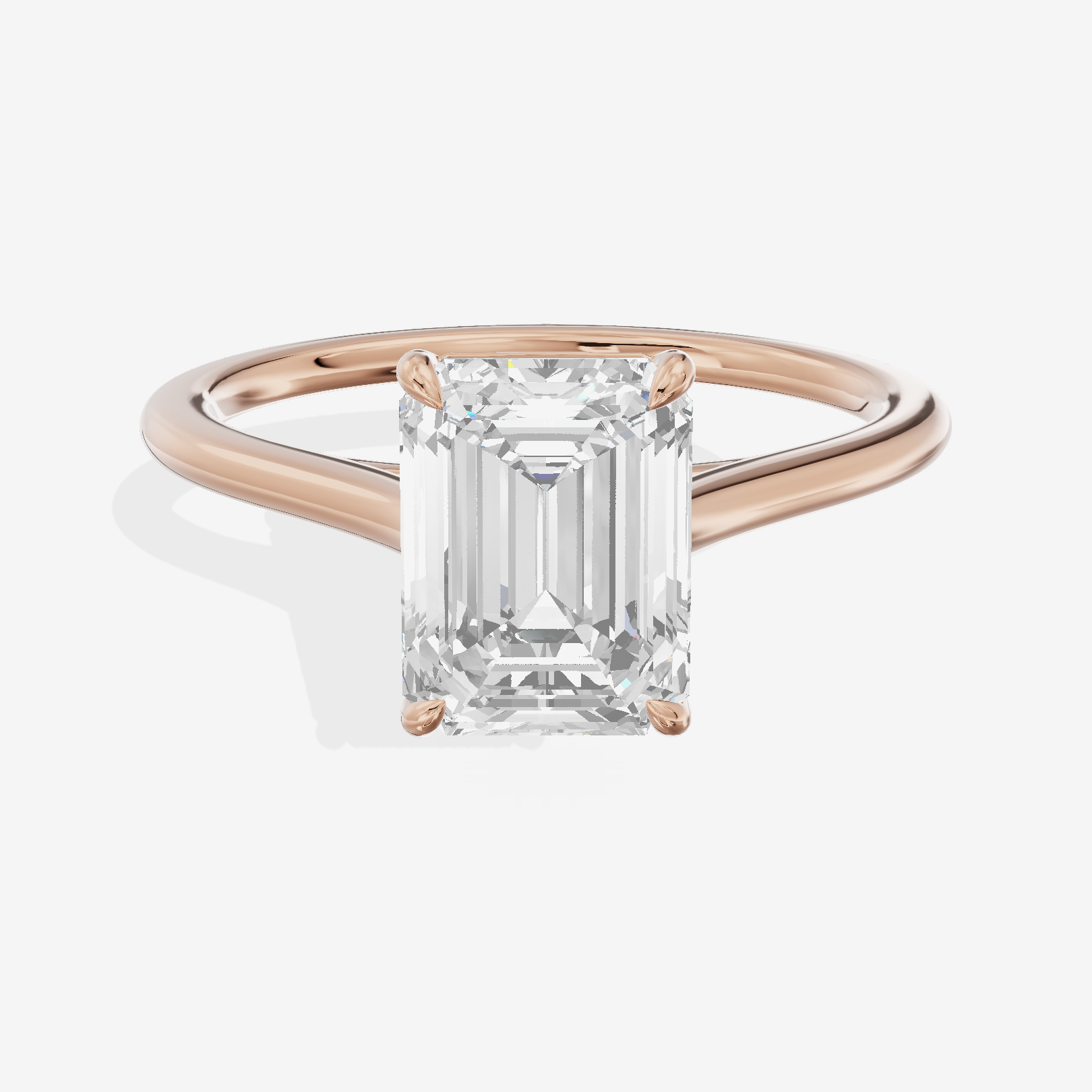 One of One 1.4mm Emerald Solitaire Engagement Ring in 18K Rose Gold
