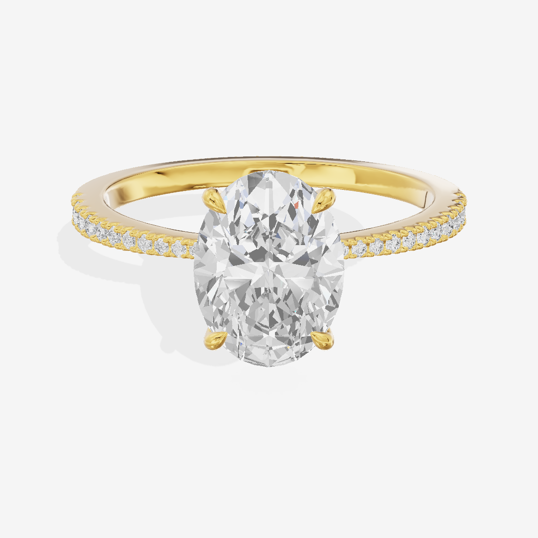 Grand Tender Oval Engagement Ring with Side Stones (1/8 ct. tw.) in 18K Yellow Gold