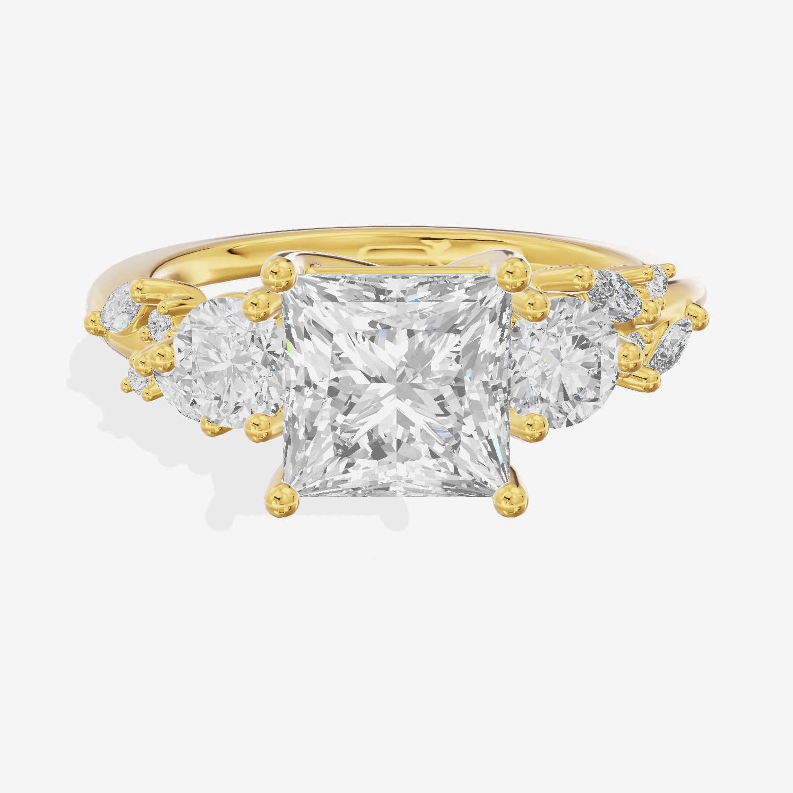 Adorae Three Stone Princess Engagement Ring (3/5 ct. tw.) in 14K Yellow Gold