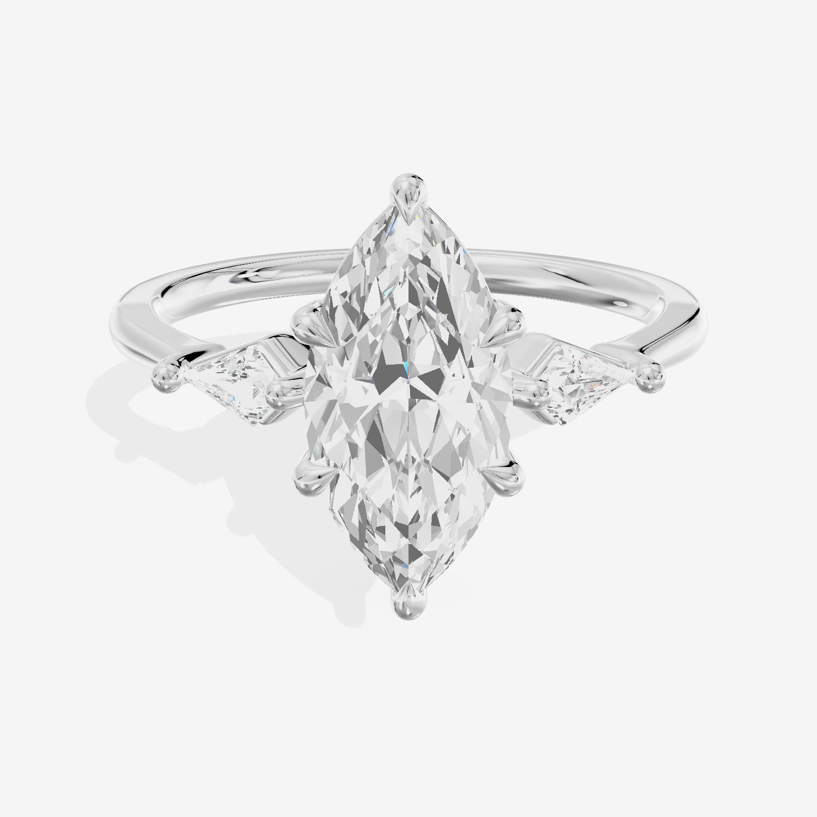 Whispered Triade Marquise Three Stone Engagement Ring (1/10 ct. tw.) in 18K White Gold