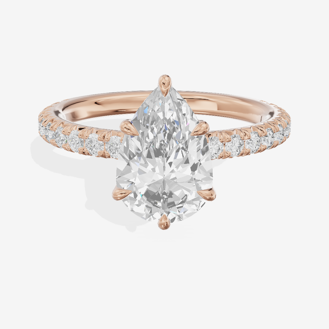 Tender Whisper Pear Engagement Ring with Side Stones (1/6 ct. tw.) in 18K Rose Gold
