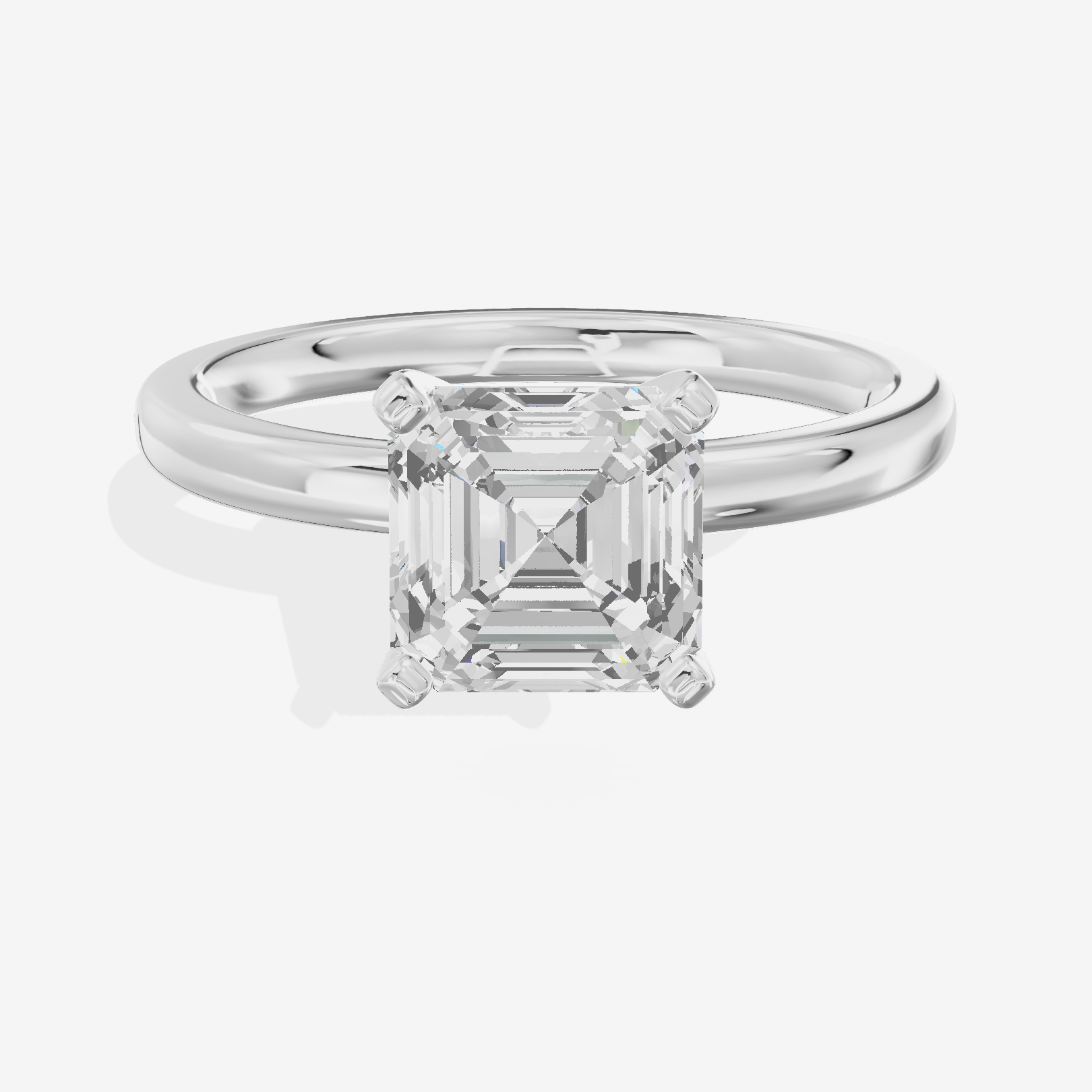 Sincere 2mm Asscher Solitaire Engagement Ring in Platinum