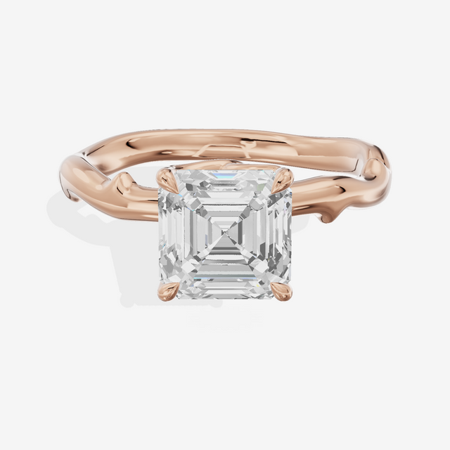 Vowsae Cathedral 2.2mm Asscher Solitaire Engagement Ring in 14K Rose Gold