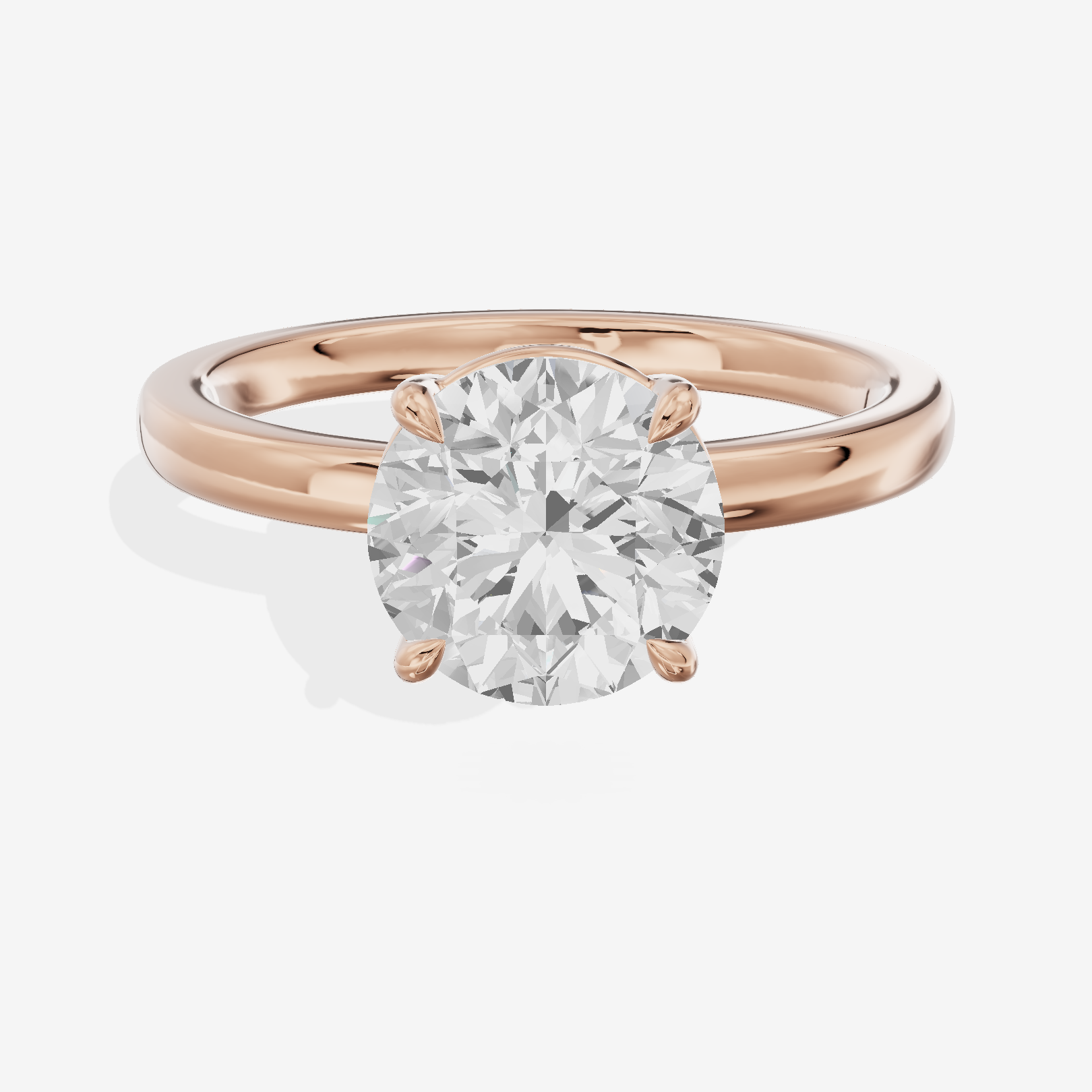 Heartline 2mm Round Solitaire Engagement Ring in 14K Rose Gold