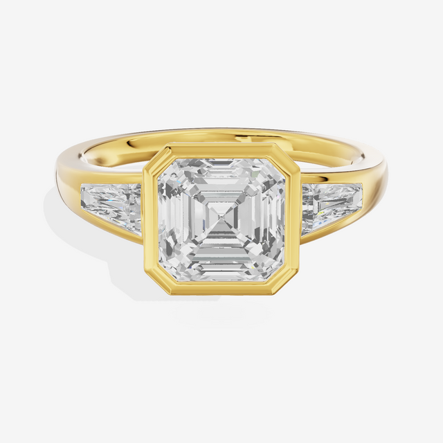 Modern Triade Asscher Three Stone Engagement Ring (1/2 ct. tw.) in 14K Yellow Gold