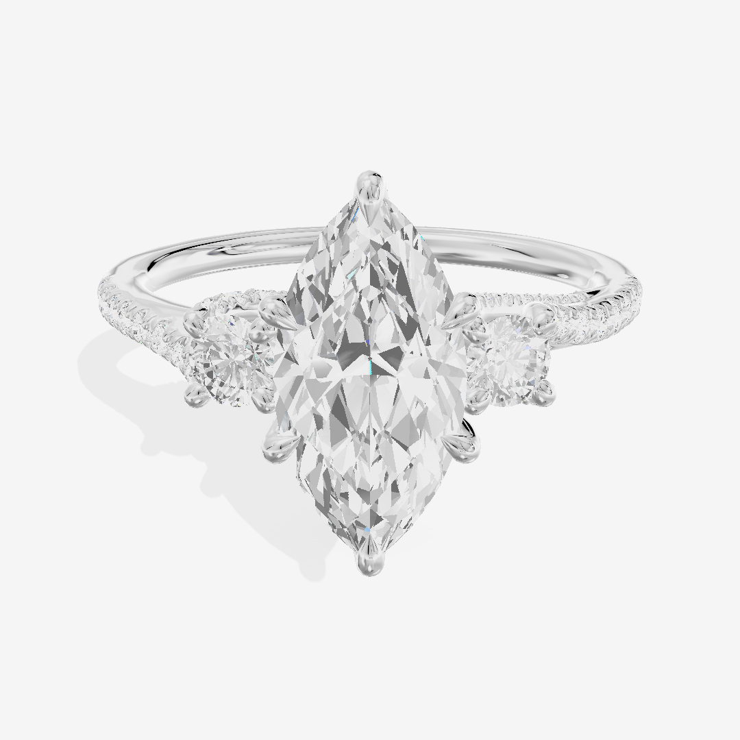 Luxe Triade Marquise Three Stone Engagement Ring (1/2 ct. tw.) in Platinum
