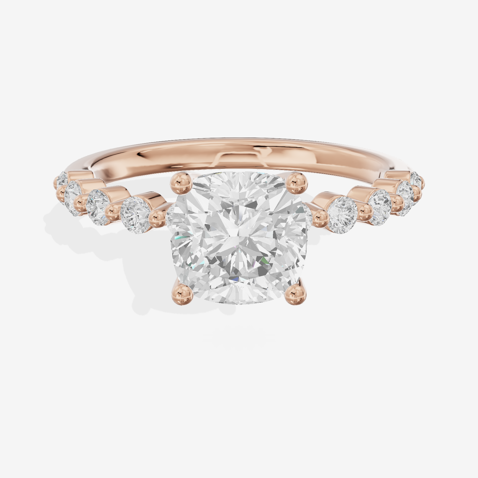 Petite Janevra 2mm Cushion Solitaire Engagement Ring (1/4 ct. tw.) in 18K Rose Gold
