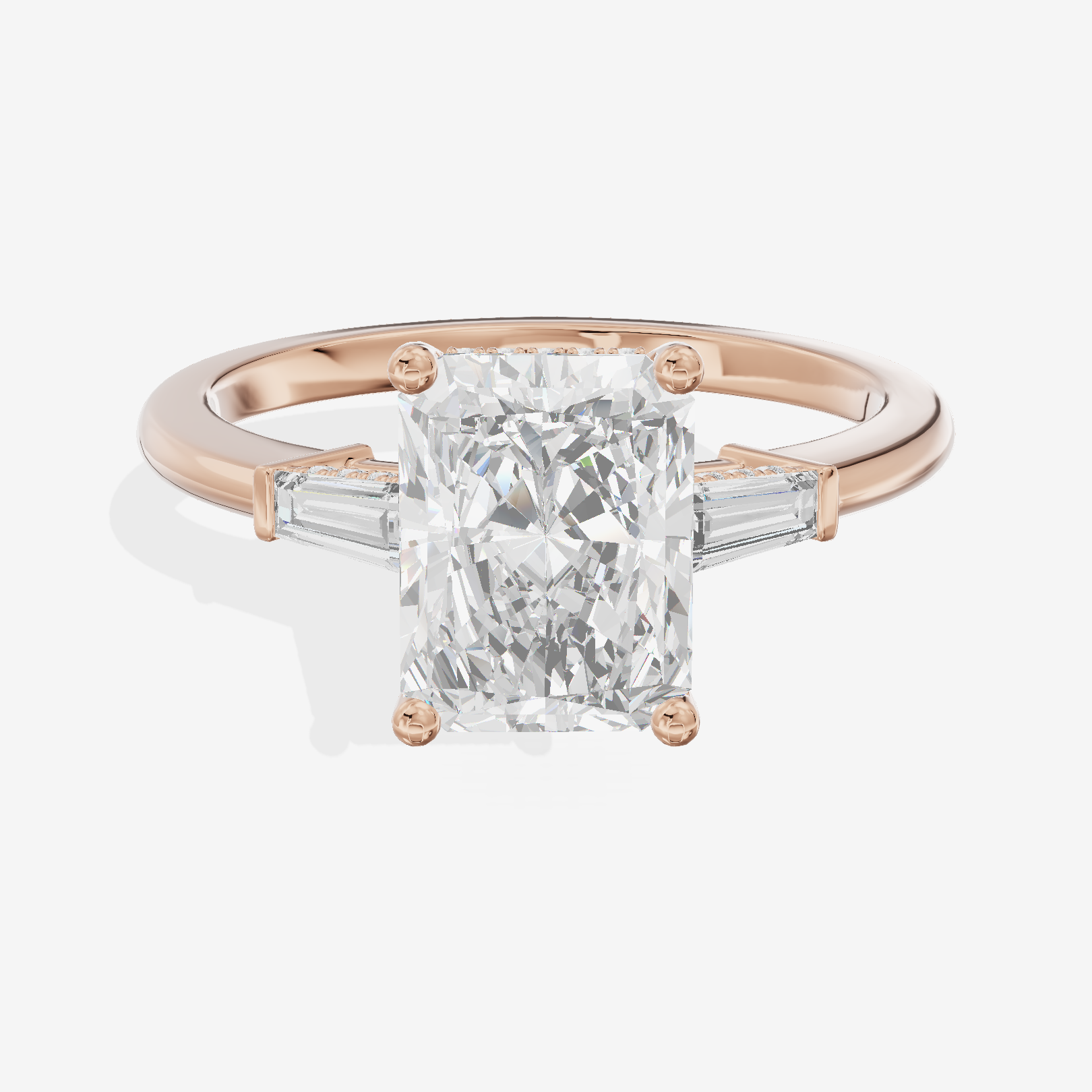 Promezza Hidden Halo Radiant Engagement Ring (1/20 ct. tw.) in 14K Rose Gold