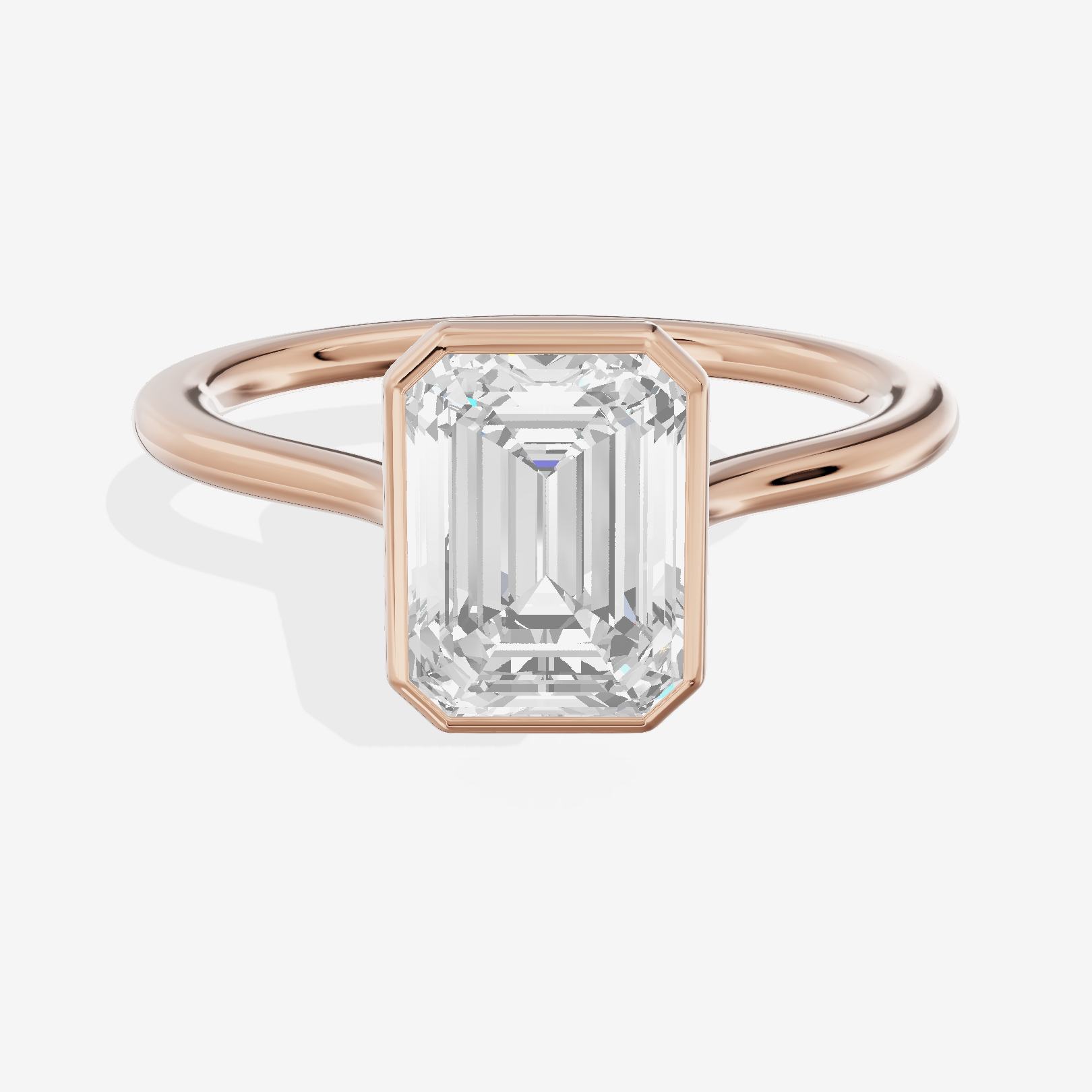 Petite Vowsae 1.5mm Emerald Bezel Engagement Ring in 18K Rose Gold
