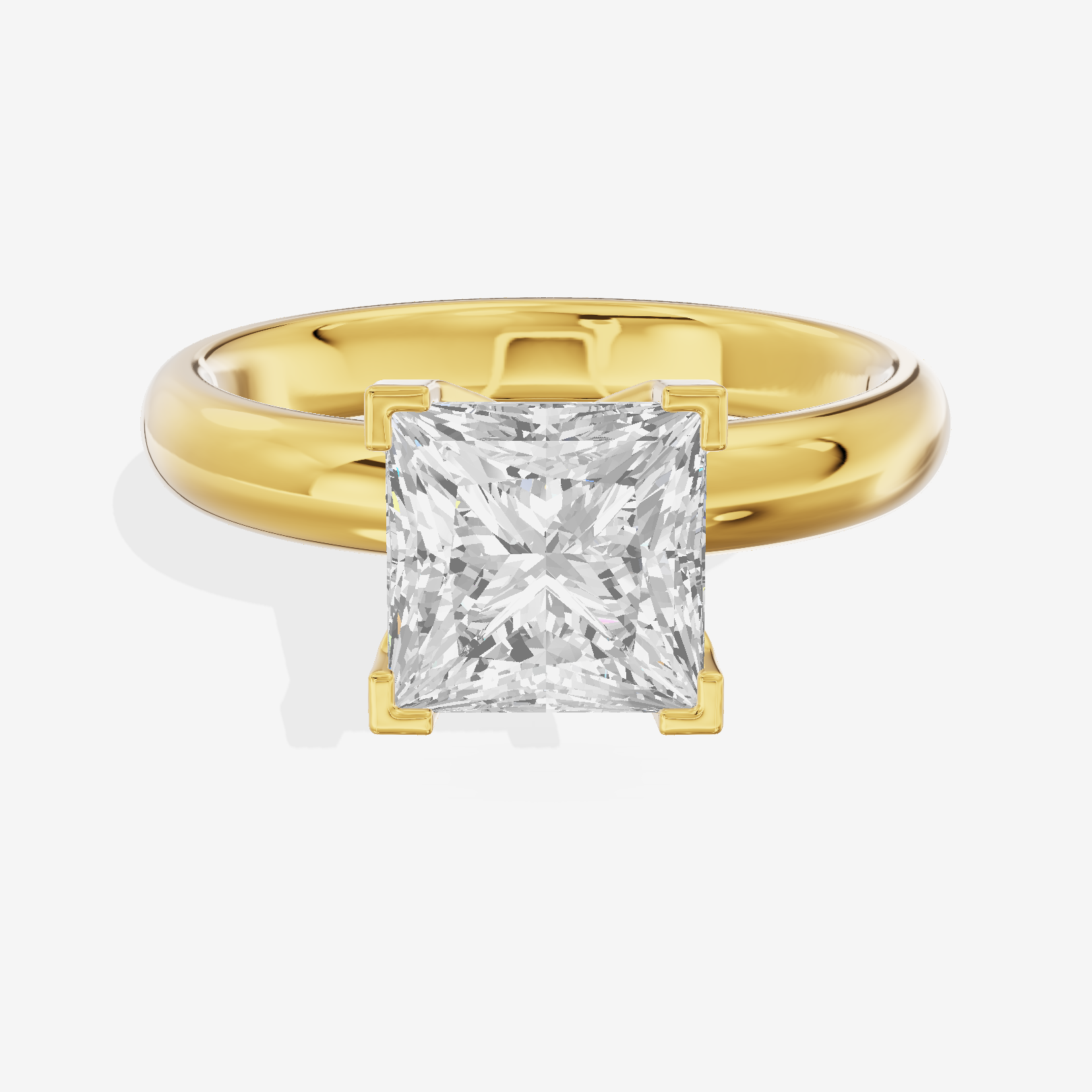Sincere Trellis 3mm Princess Comfort Fit Engagement Ring in 14K Yellow Gold