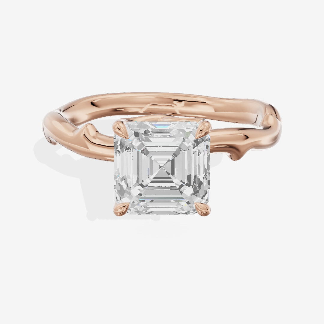 Grand Cherubine Asscher Engagement Ring with Side Stones (1/4 ct. tw.) in 14K Rose Gold