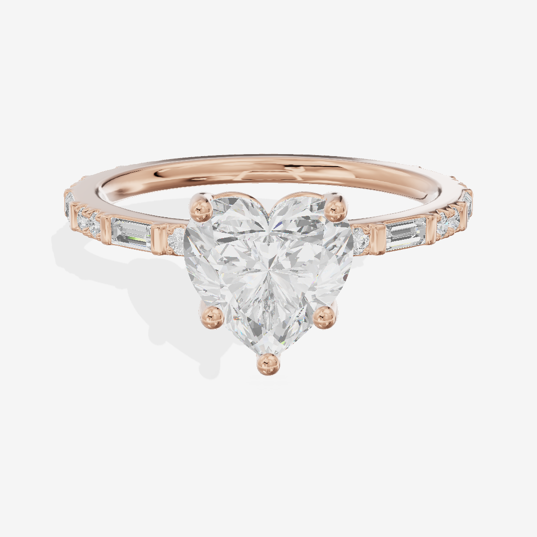Twine Cathedral 1.8mm Heart Solitaire Engagement Ring (1/2 ct. tw.) in 18K Rose Gold