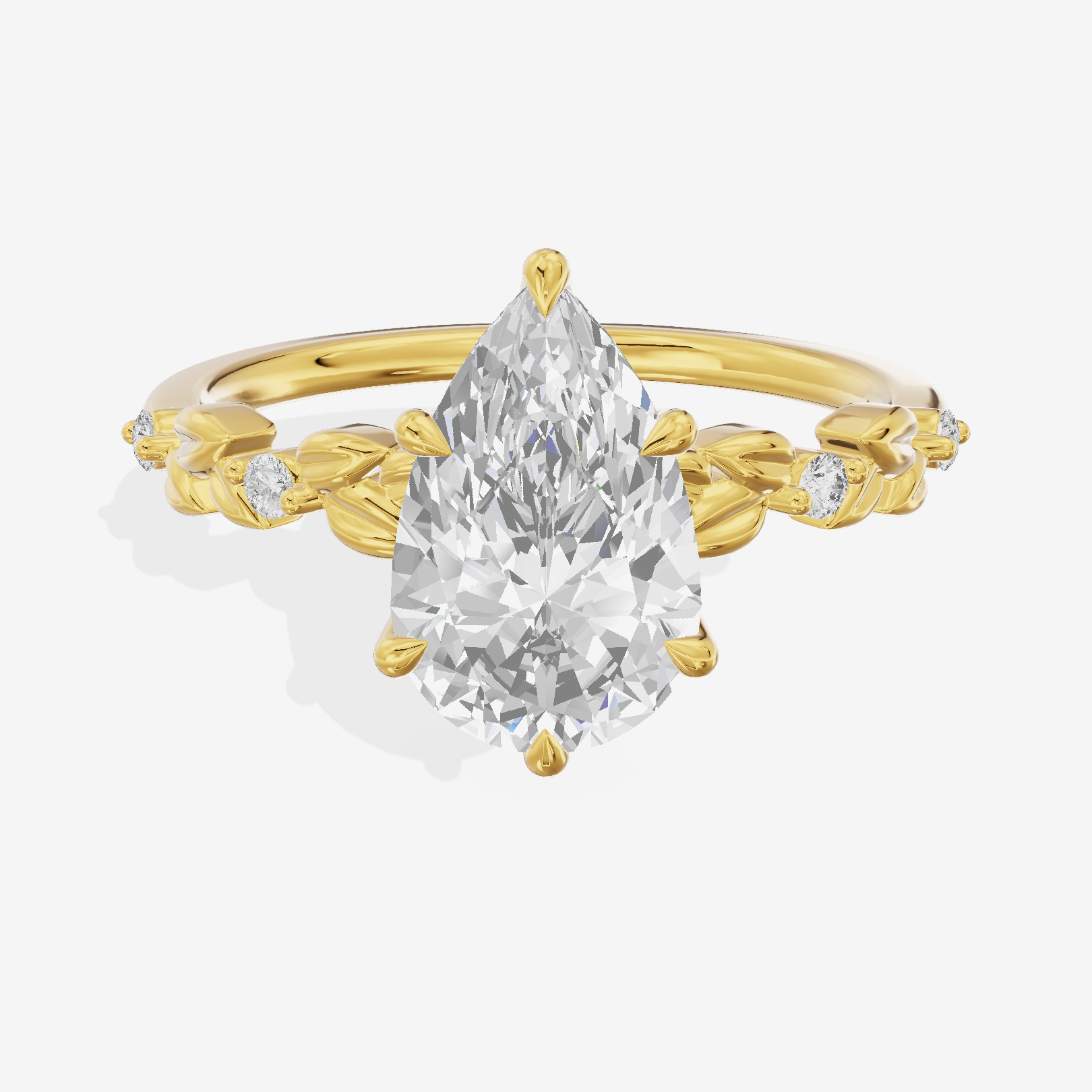 Modern Cherubine Pear Engagement Ring with Side Stones (1/4 ct. tw.) in 14K Yellow Gold